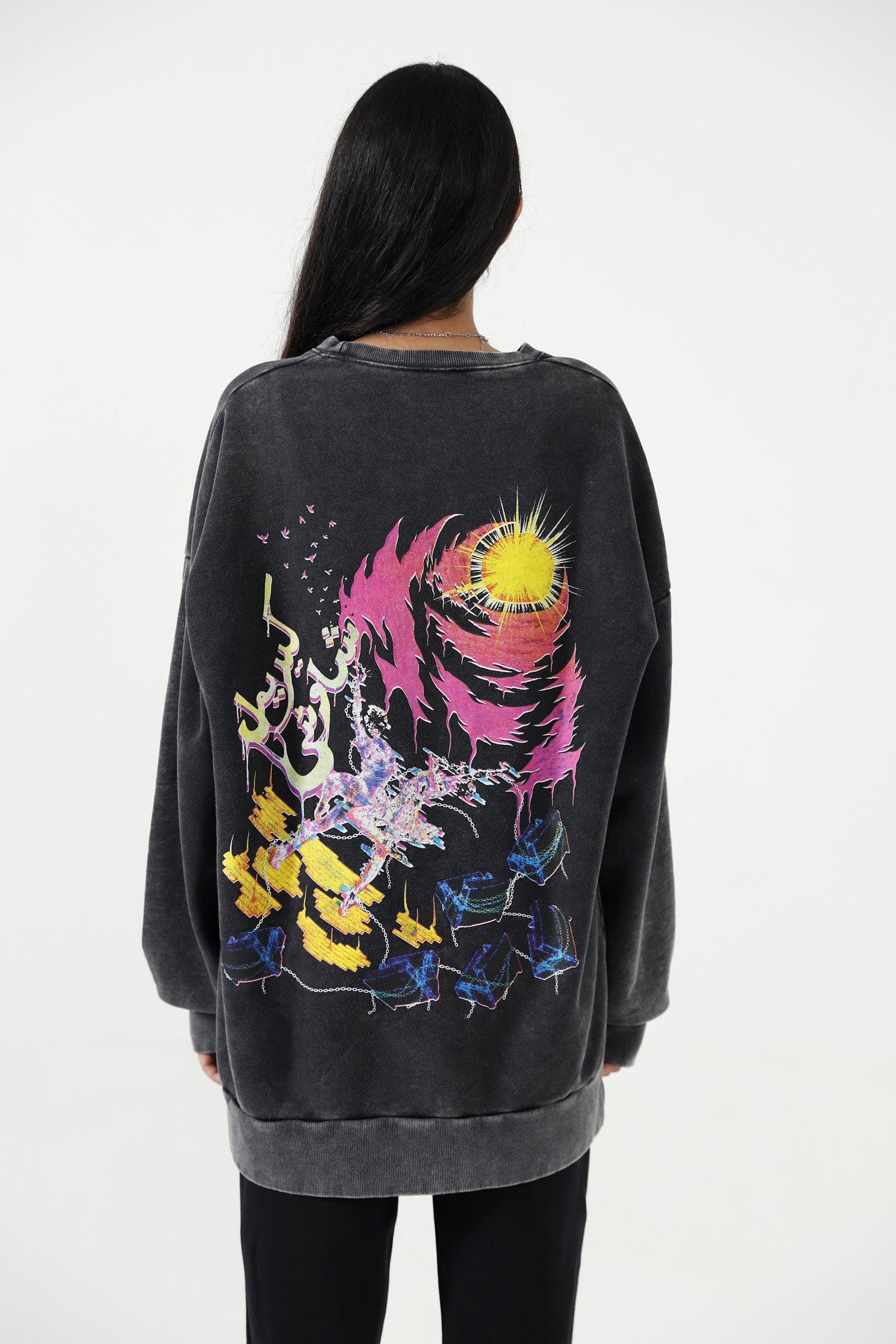 "Caramel shawty" handprinted acid wash sweatshirt - Image 7