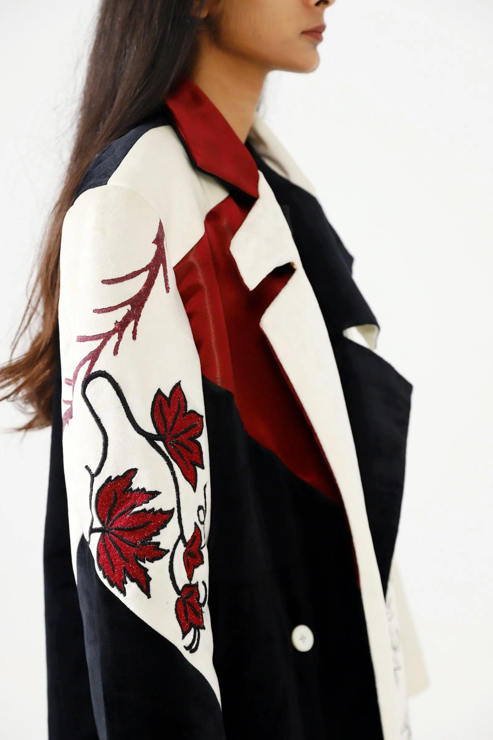 Block printed velvet long coat - Image 12