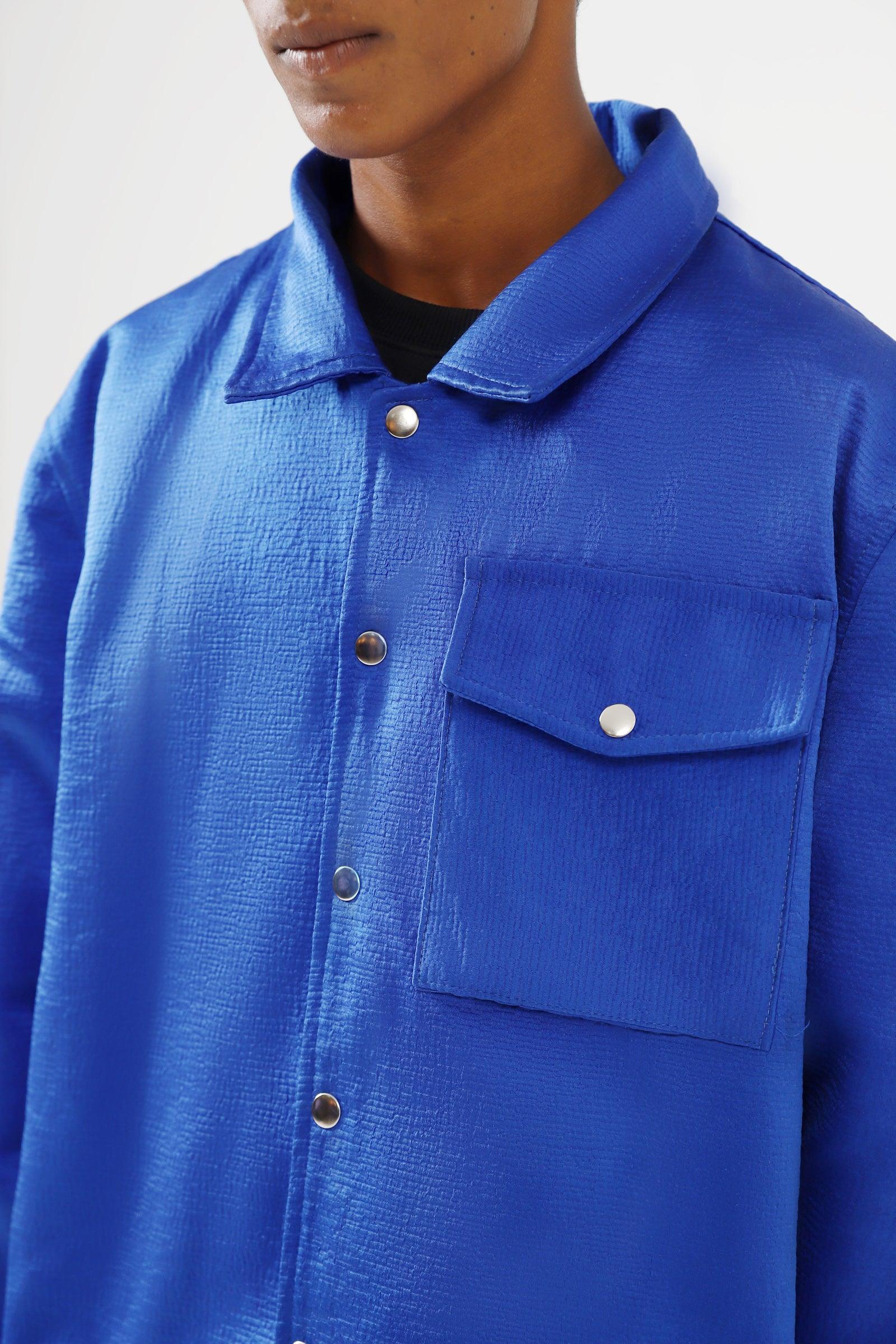 Royal blue silk coach jacket - Image 5