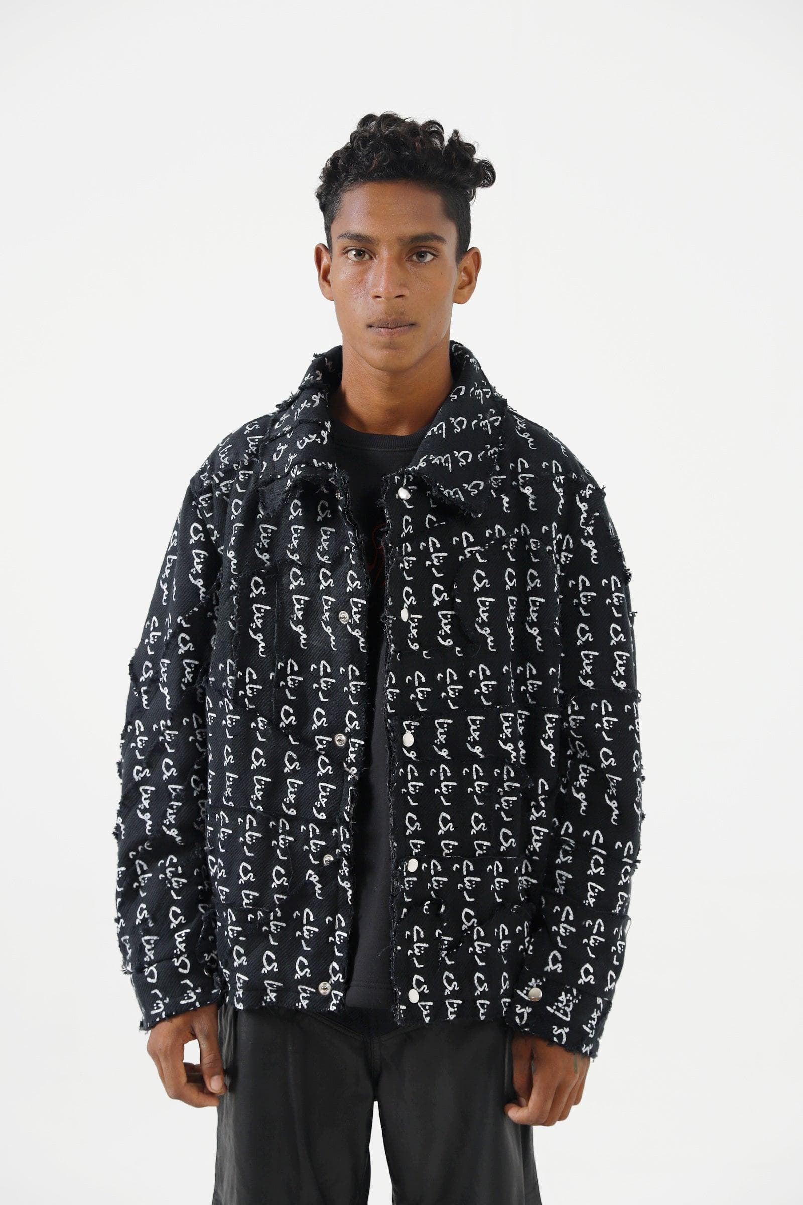"Sochta hi rehta hai" handwoven distressed denim jacket - Image 8