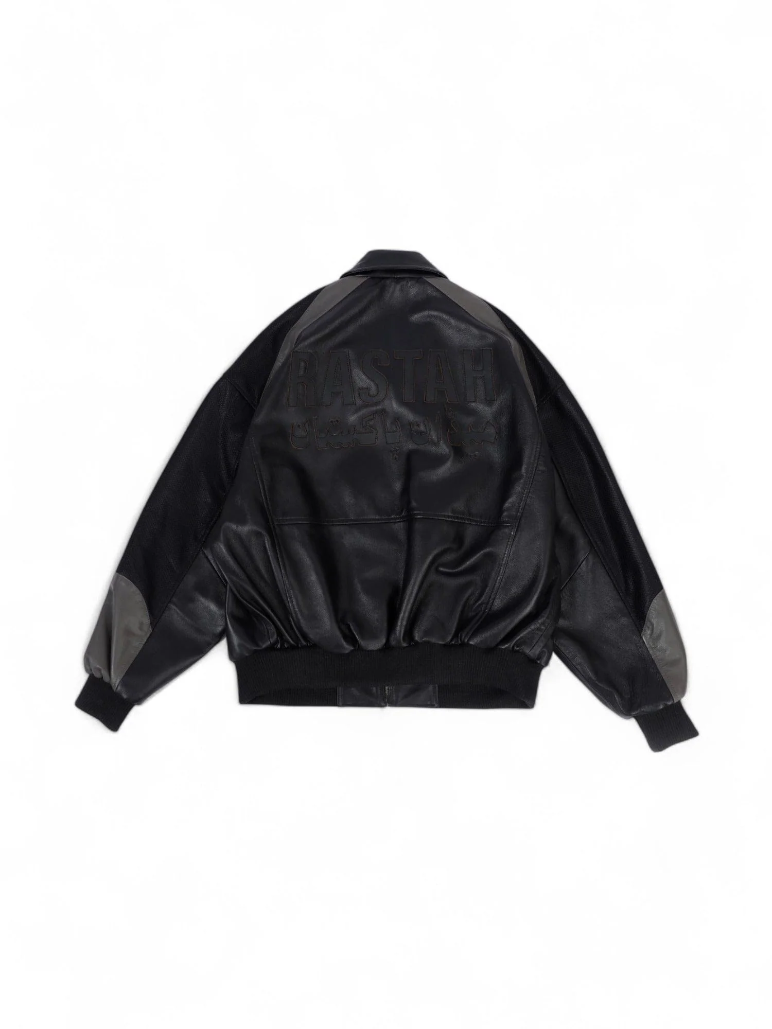 “95” panelled leather bomber jacket - Image 5