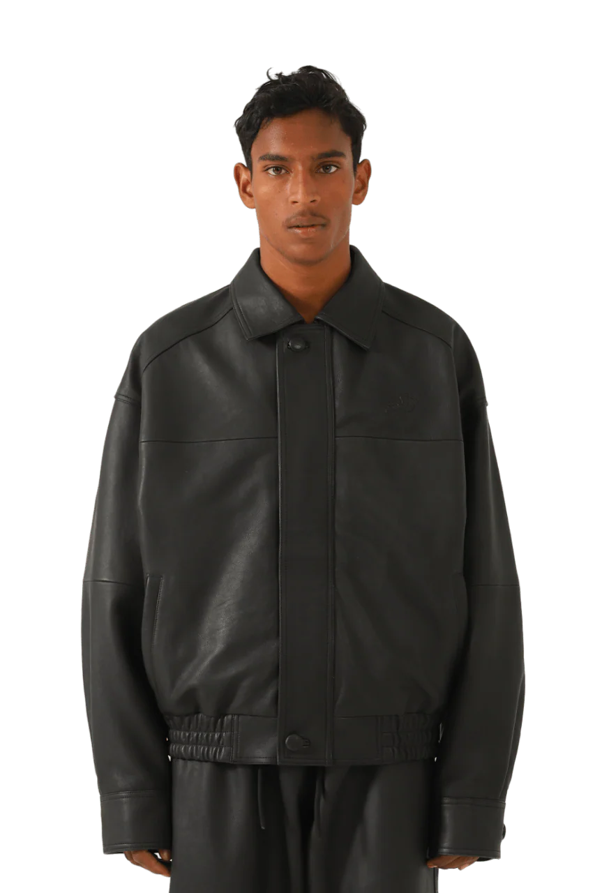 "95" oversized leather emboss jacket