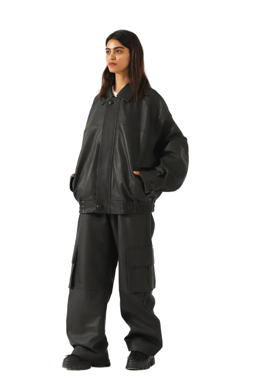 "95" oversized leather emboss jacket - Image 8