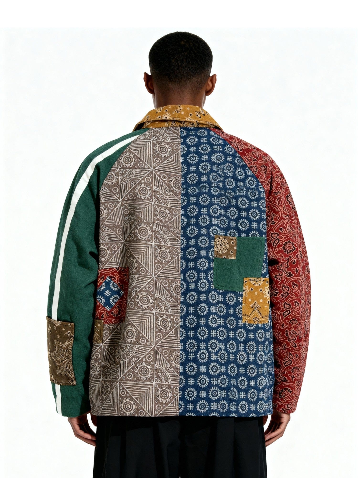 "Dreamworks"handprinted Ajrak paneled jacket - Image 2