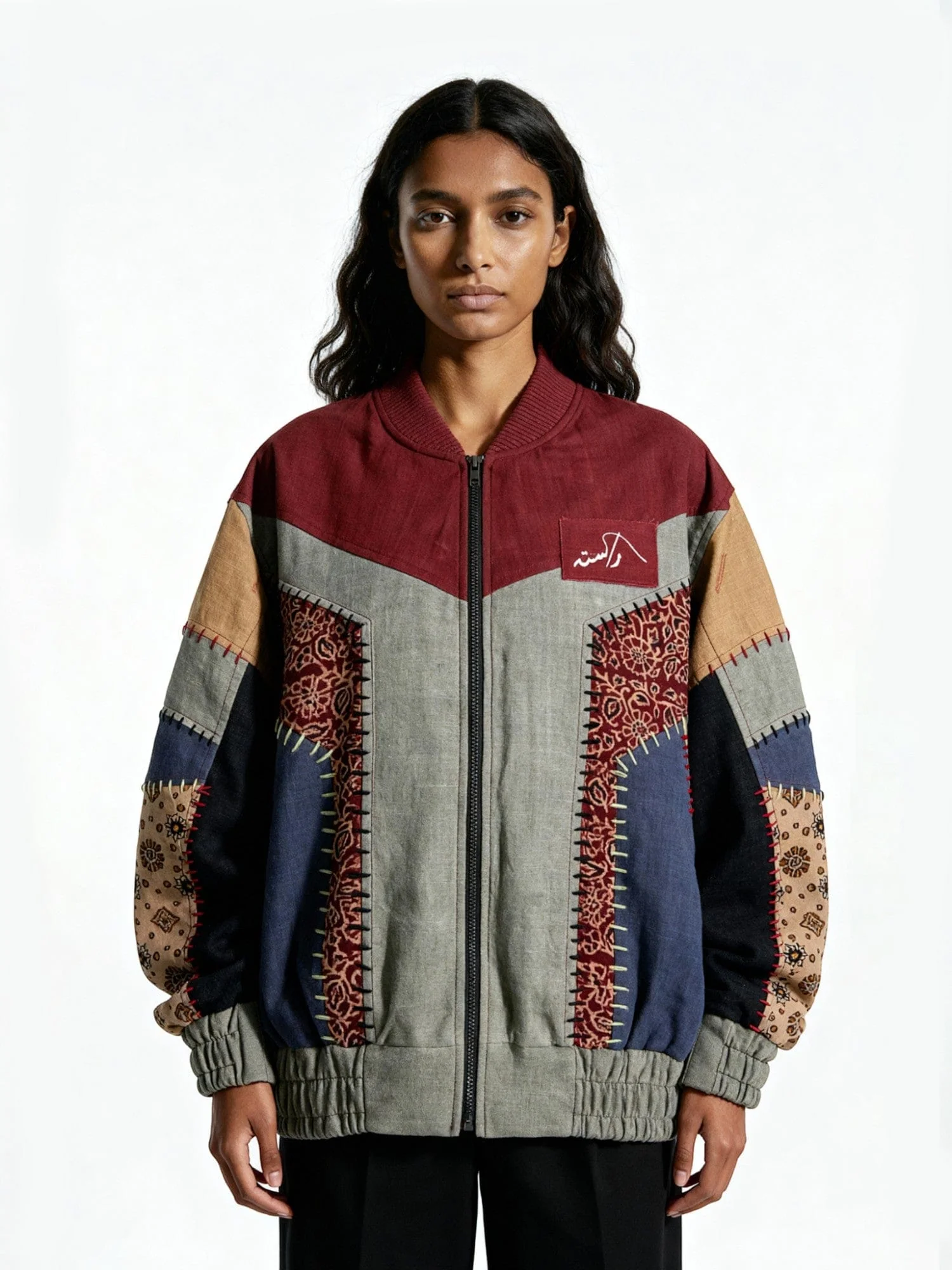 Ajrak panelled bomber jacket - Image 7