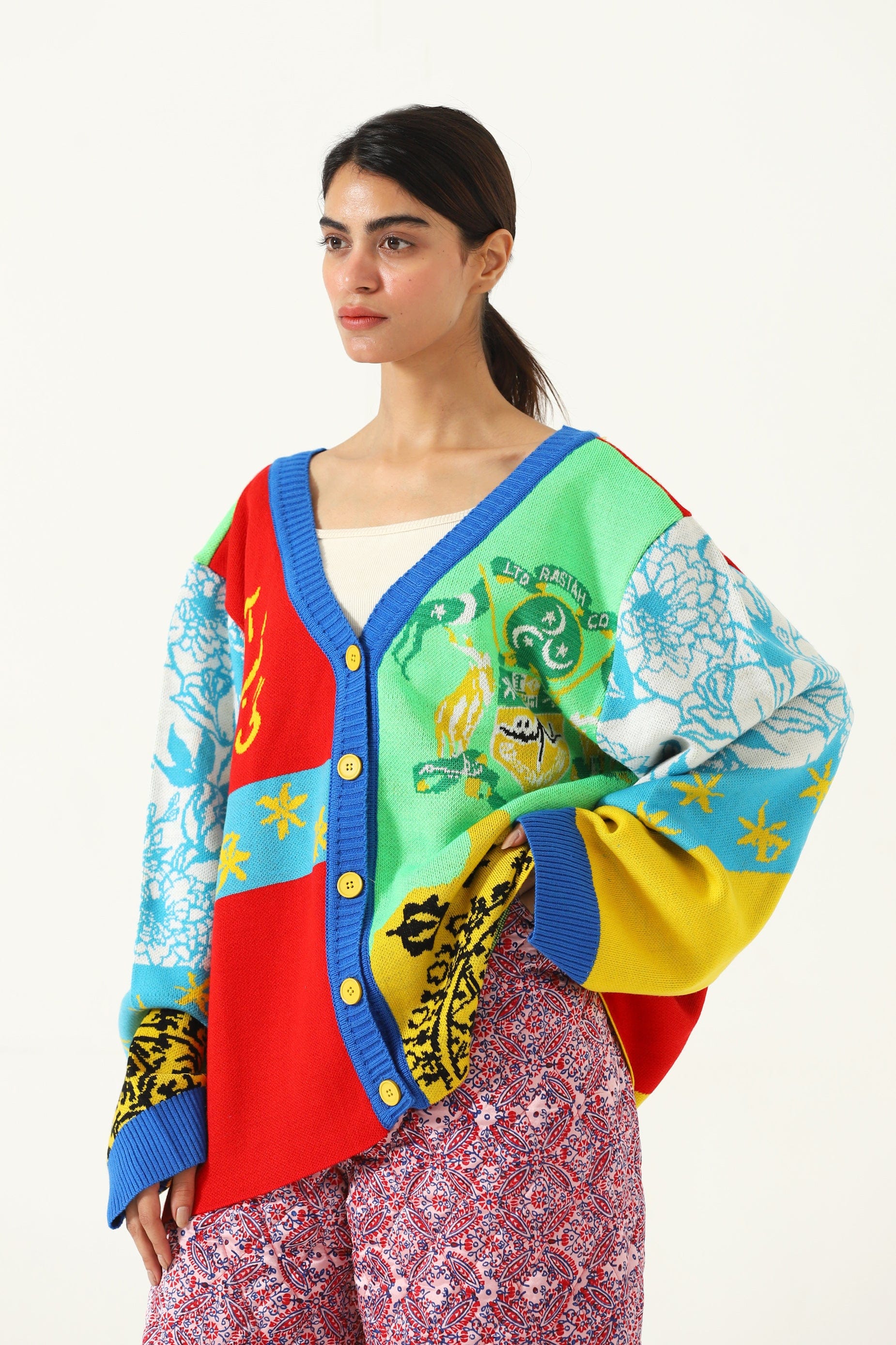 "Am I free" knit abstract cardigan - Image 7