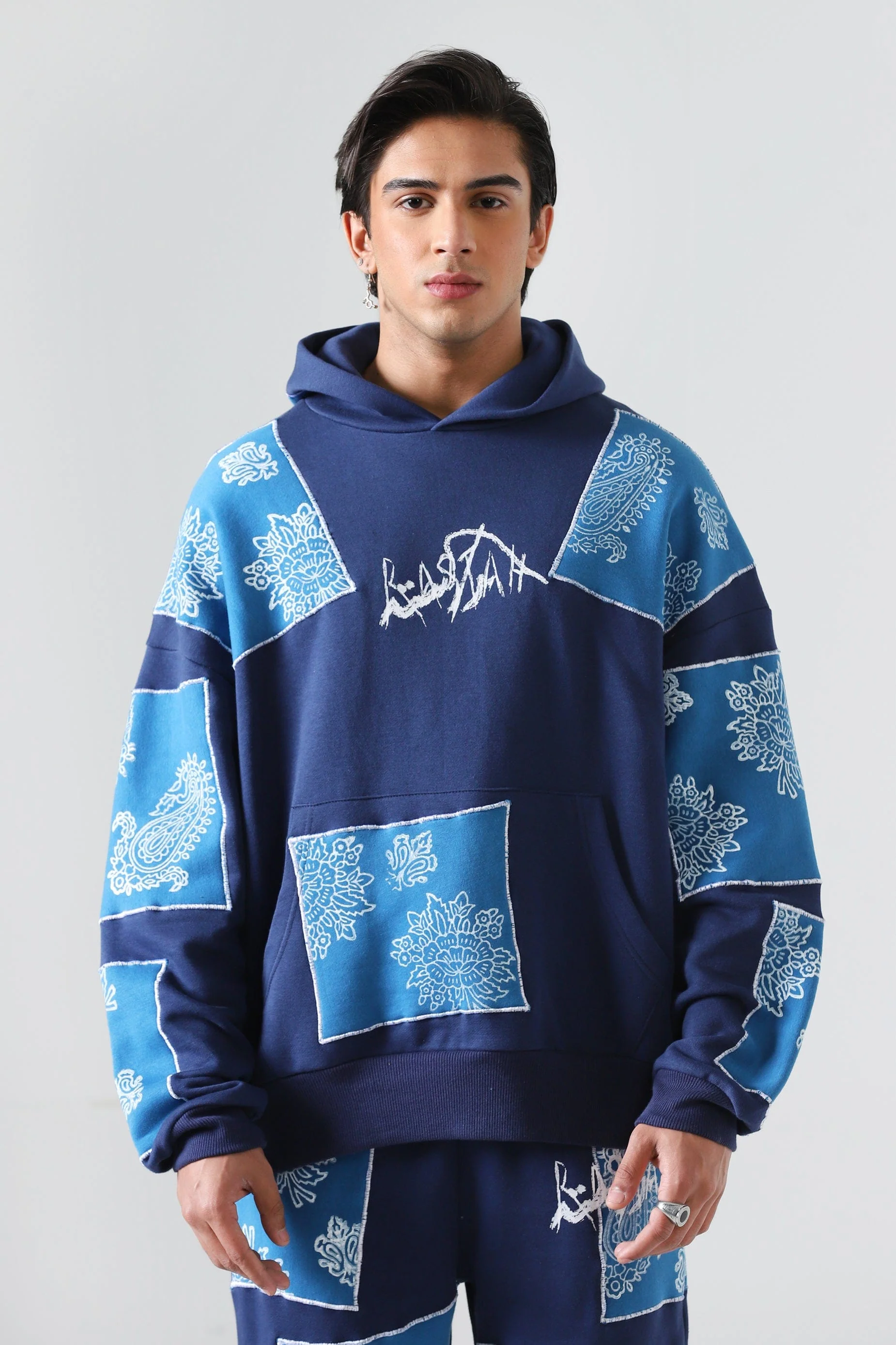 "Unfinished sky" blockprint hoodie - Image 2