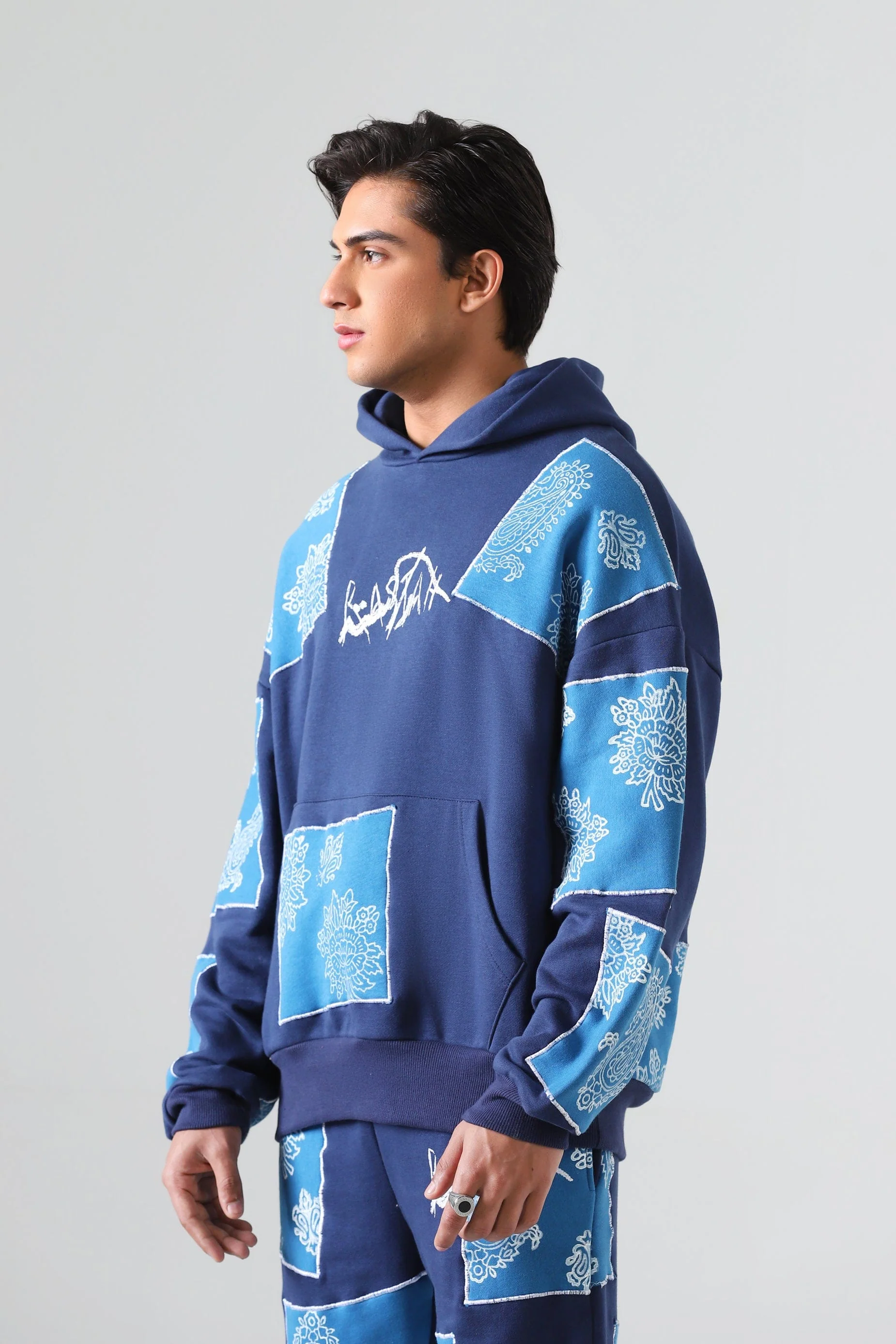 "Unfinished sky" blockprint hoodie - Image 6