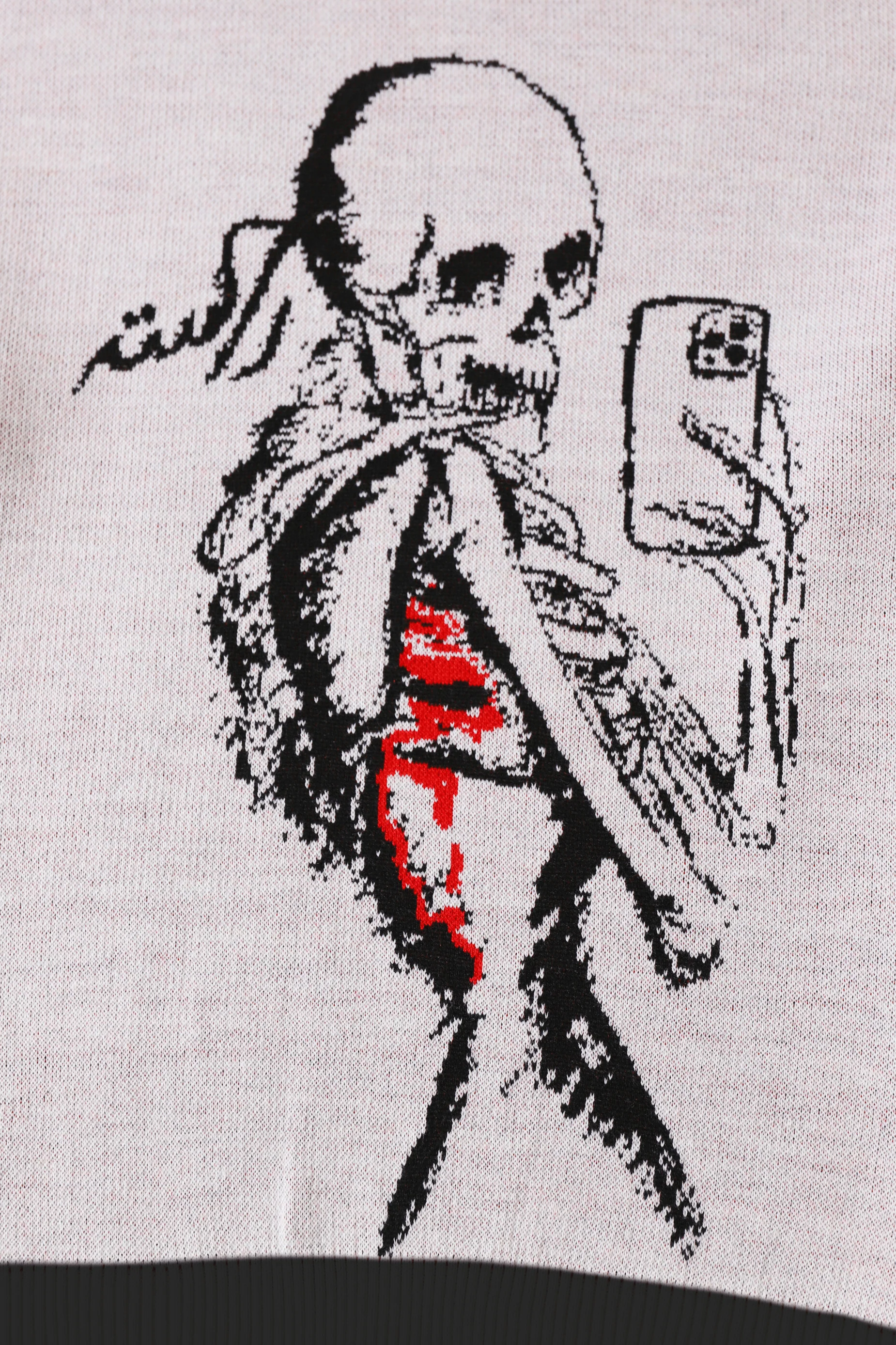 "Death by a thousand pics" jacquard knit sweatshirt - Image 3