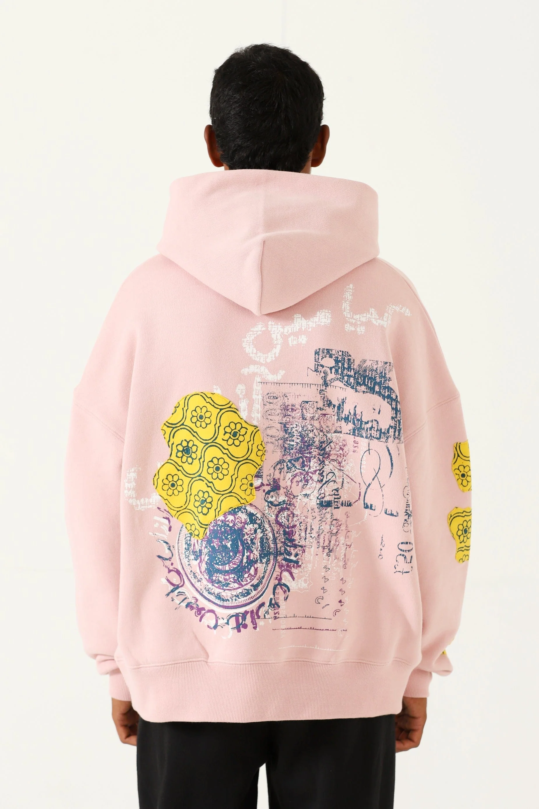 "Azaad" block print patchwork hoodie - Image 4
