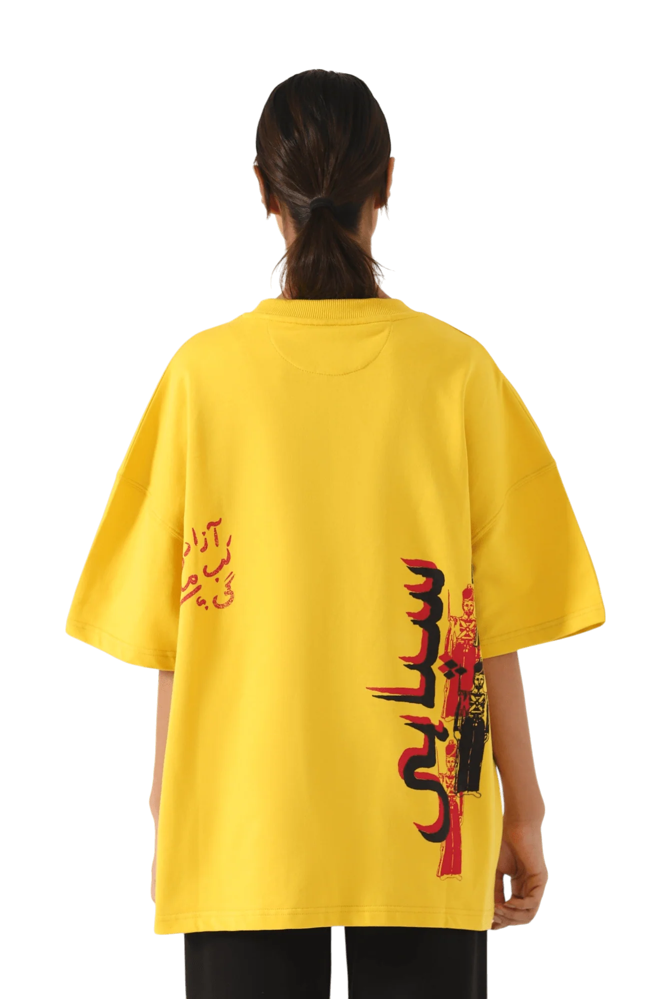 "Azaadi" printed mustard T-shirt - Image 10