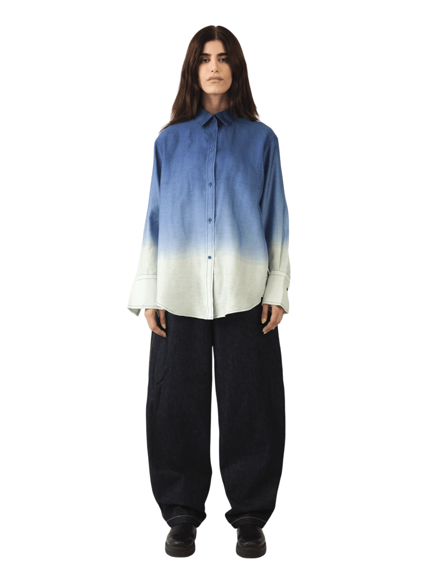 Azure bloom silk button-down - Image 3
