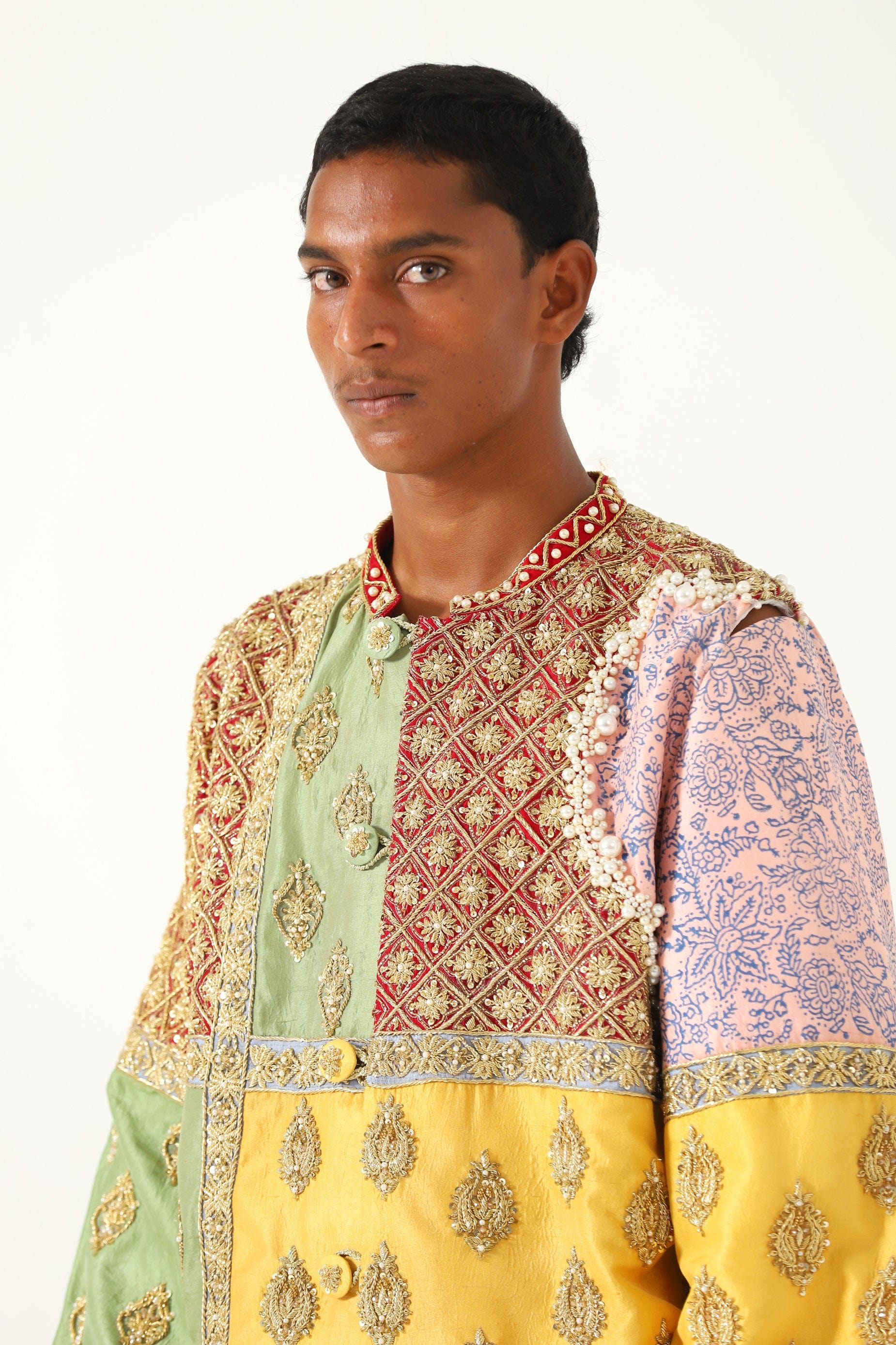 "Barsaat" hand-embroidered silk shirt-jacket - Image 14