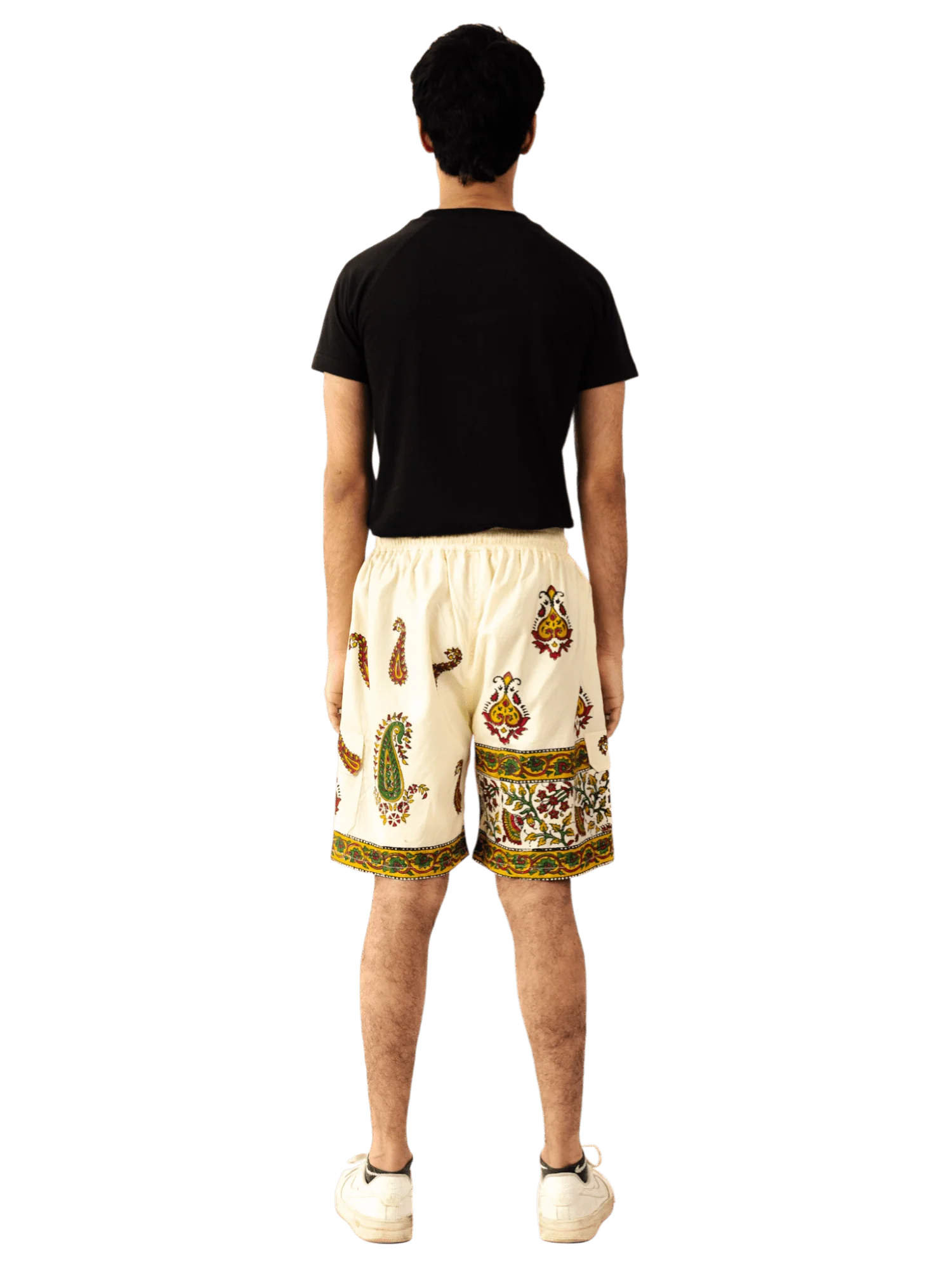 Beige block-printed shorts - Image 8