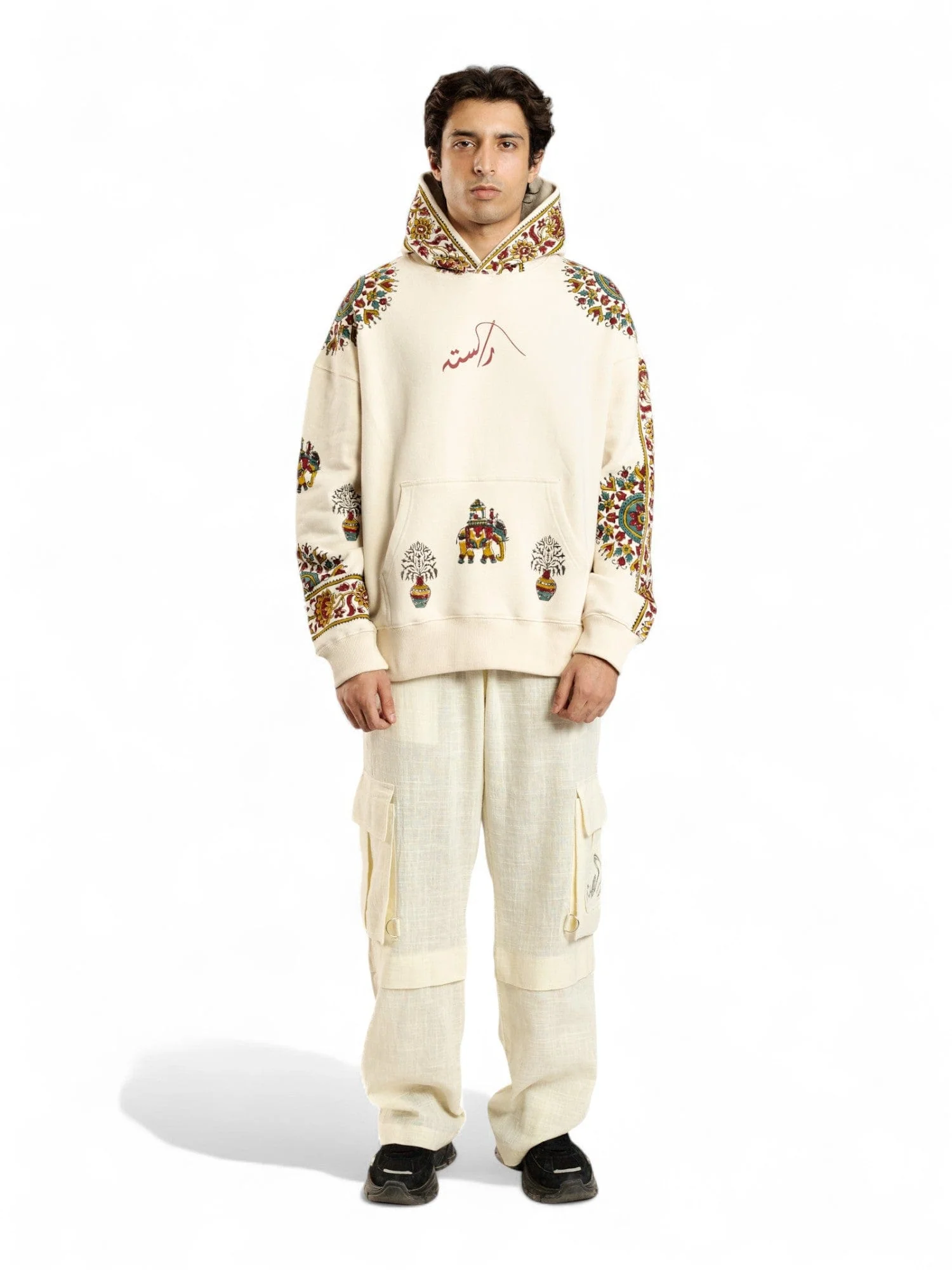 Beige kalamkaar hoodie (V7) - Image 5
