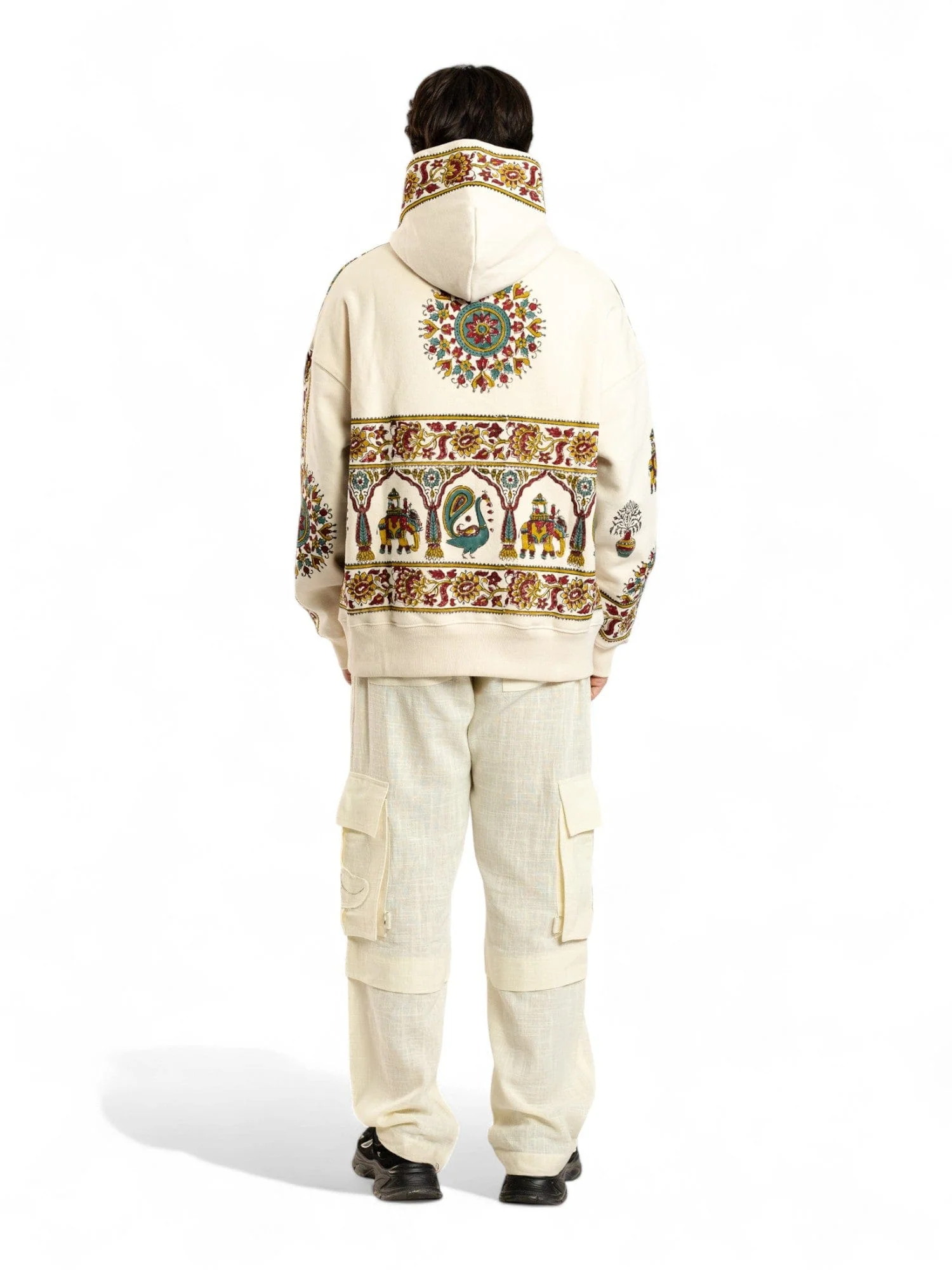 Beige kalamkaar hoodie (V7) - Image 8