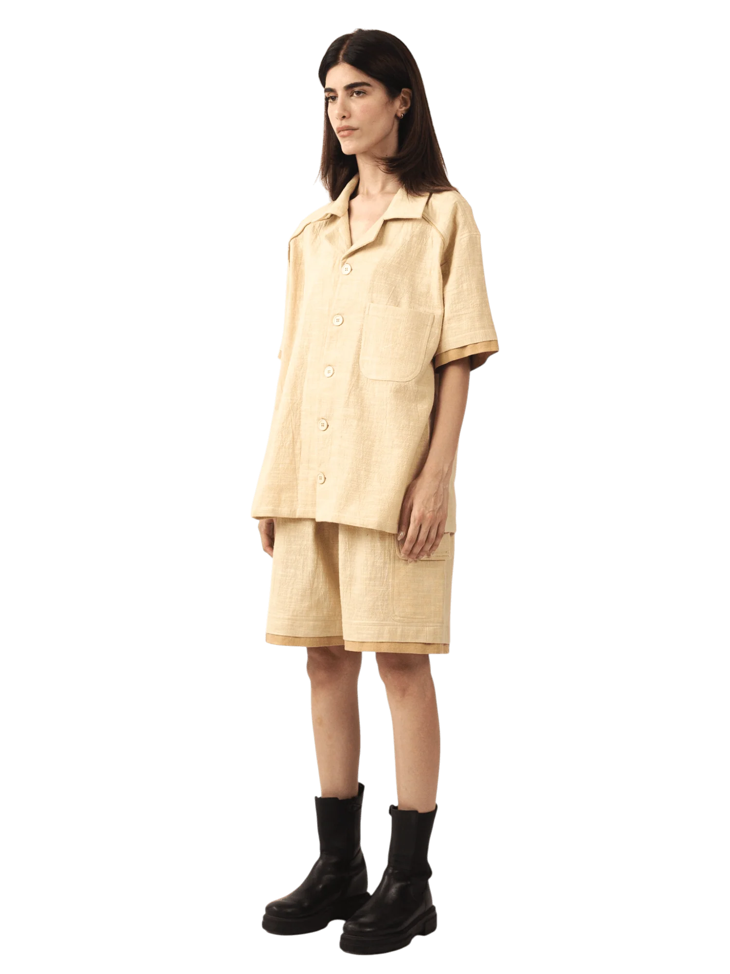 Beige khaddar button-down - Image 10
