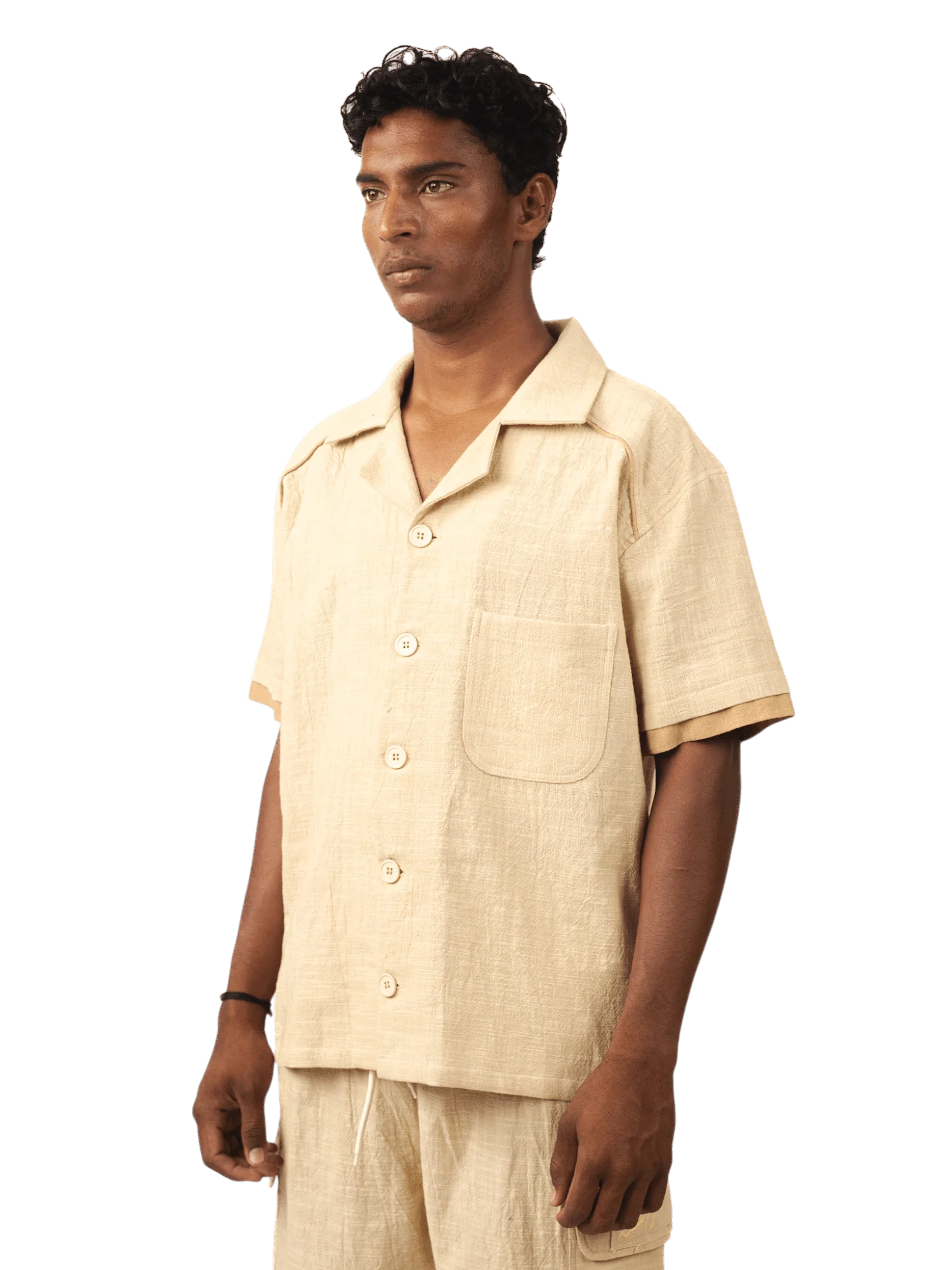 Beige khaddar button-down - Image 3