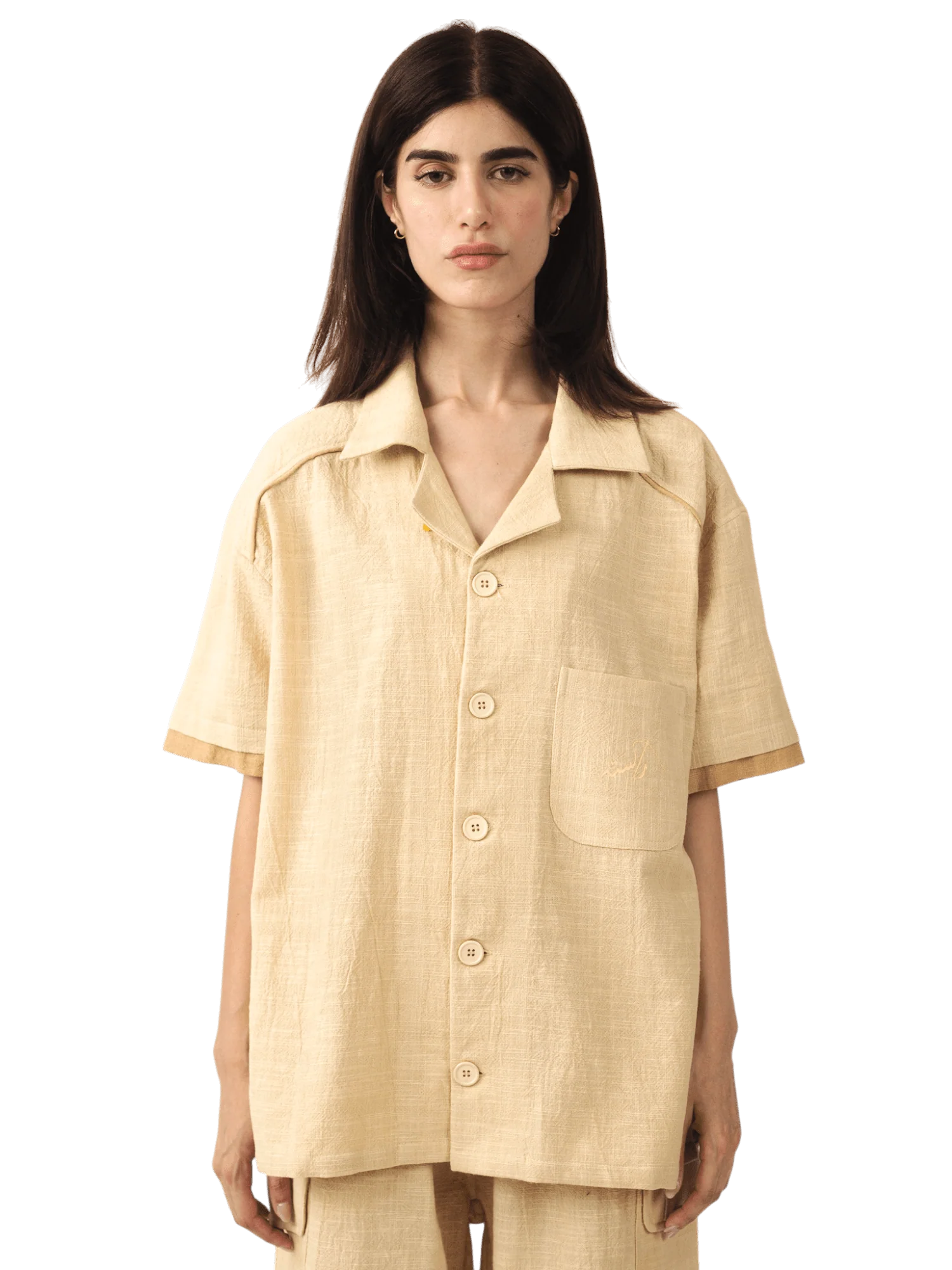 Beige khaddar button-down - Image 7