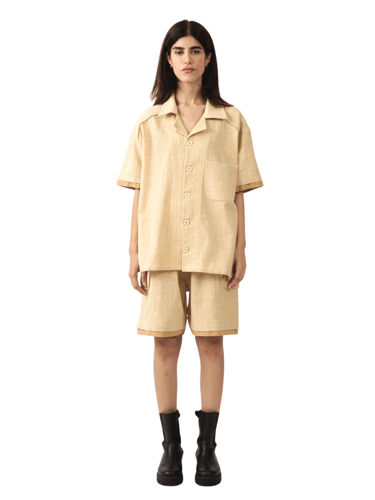 Beige khaddar button-down - Image 8