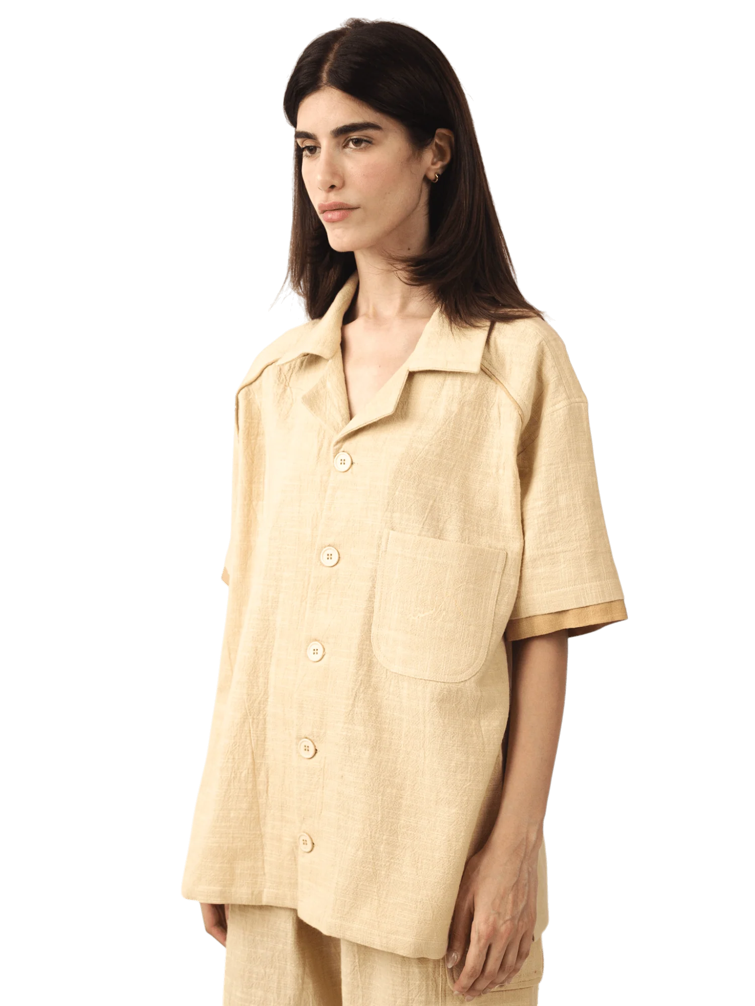 Beige khaddar button-down - Image 9