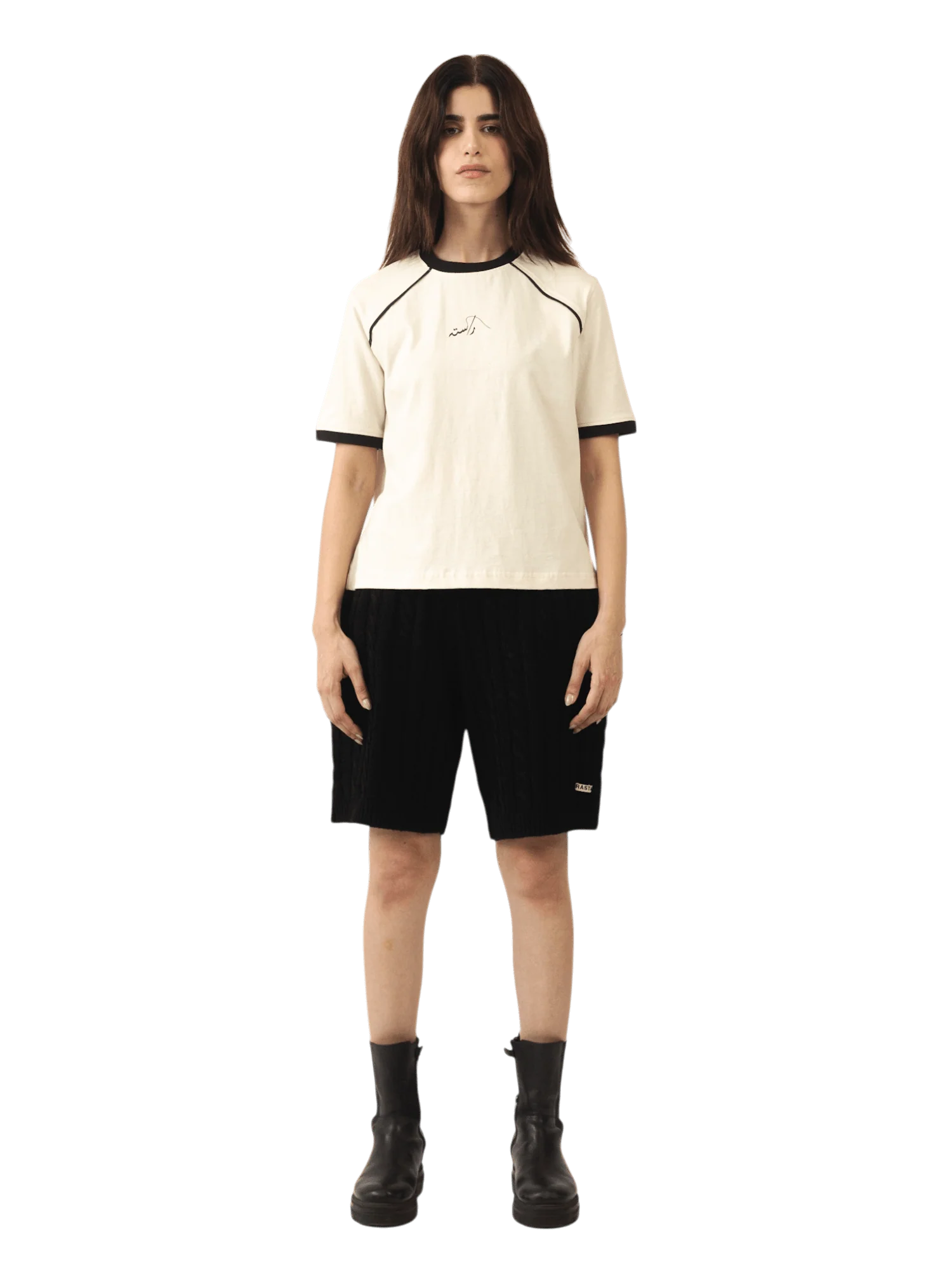 Beige knit cotton jersey T-shirt - Image 2