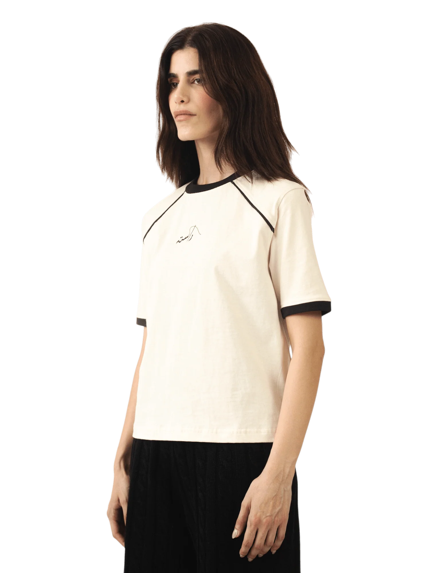 Beige knit cotton jersey T-shirt - Image 3
