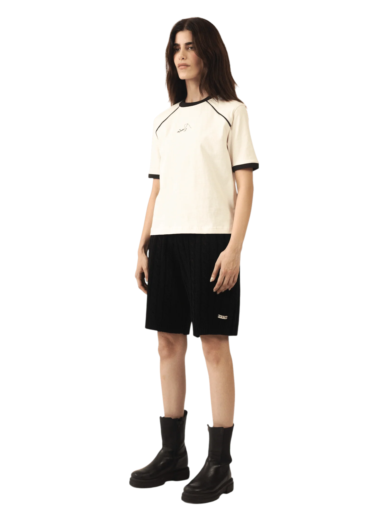 Beige knit cotton jersey T-shirt - Image 4