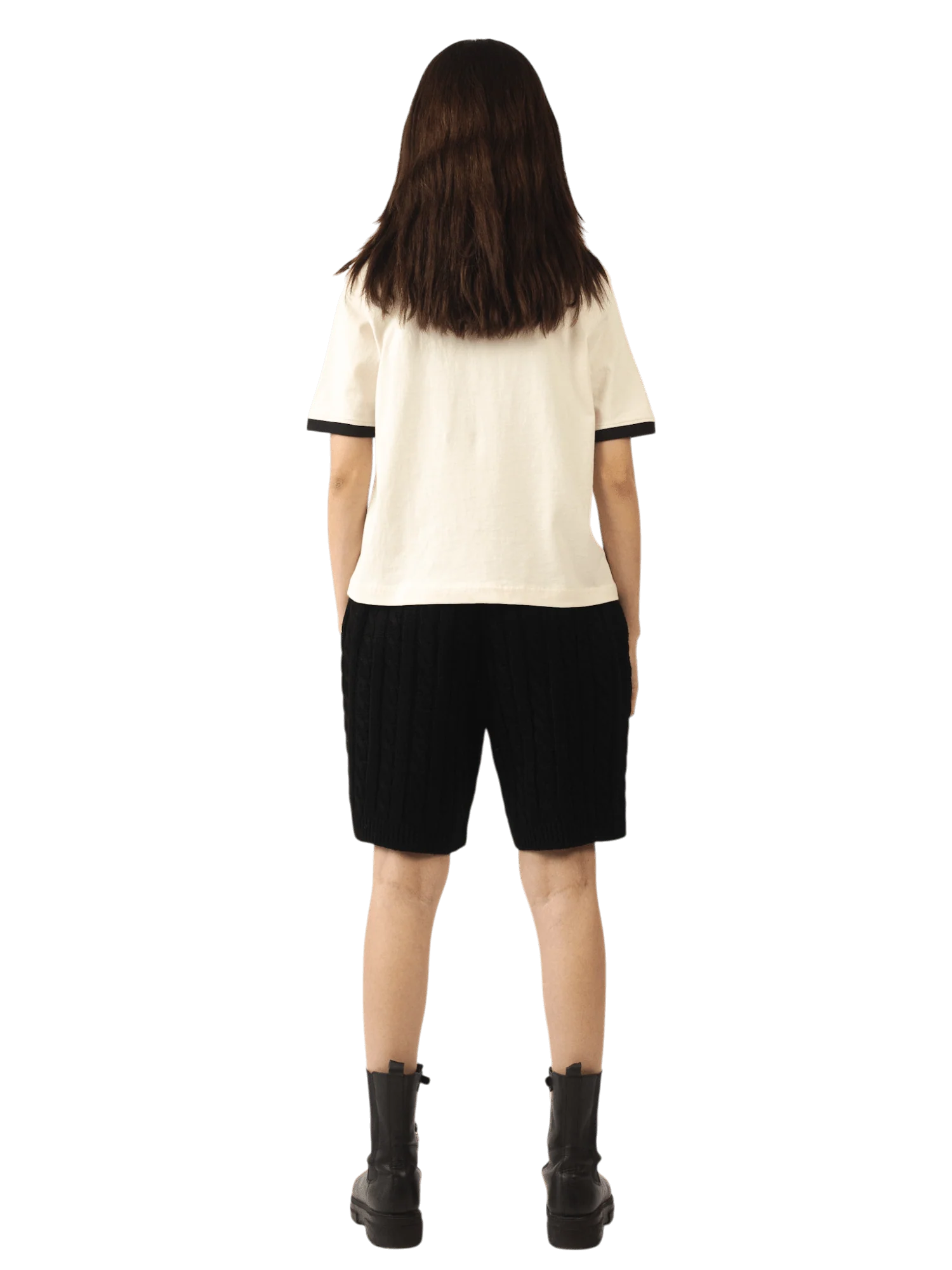 Beige knit cotton jersey T-shirt - Image 6
