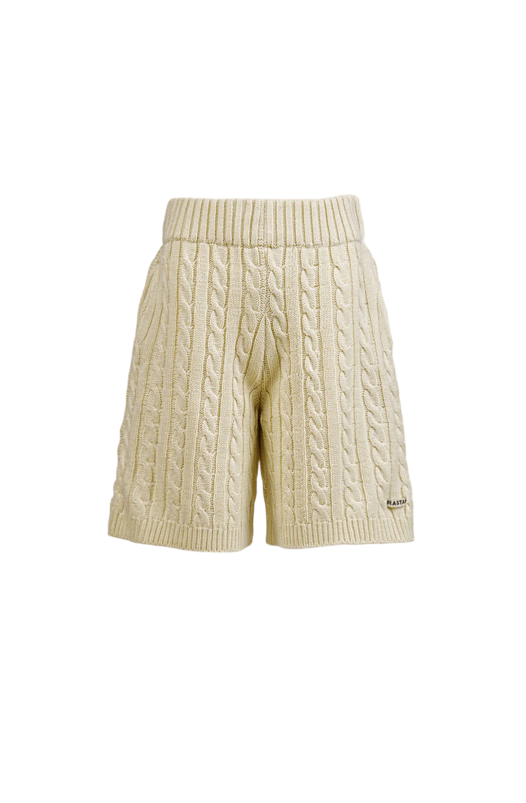 Beige knit jacquard shorts - Image 3