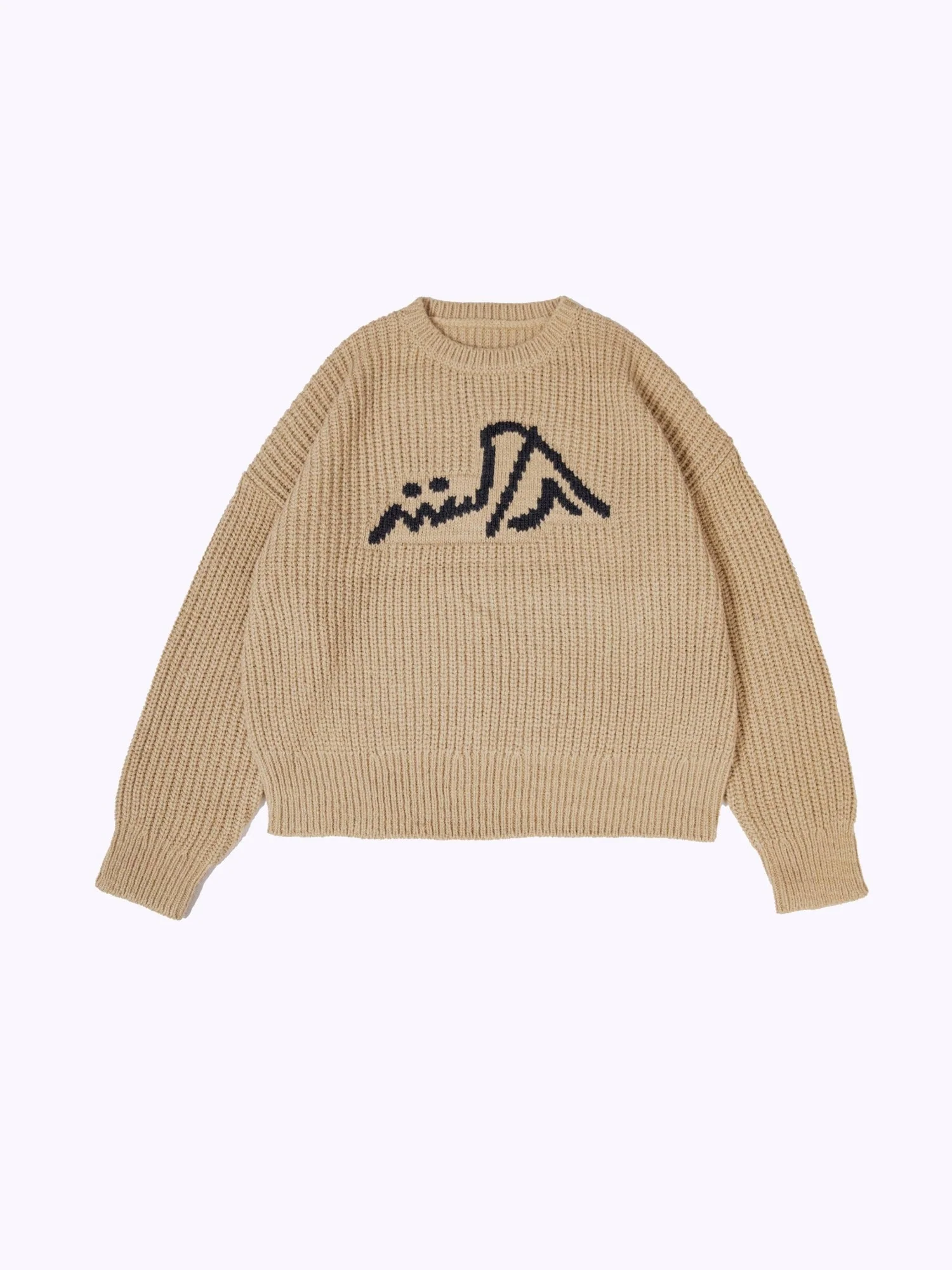 Creme chunky knit logo sweater - Image 3