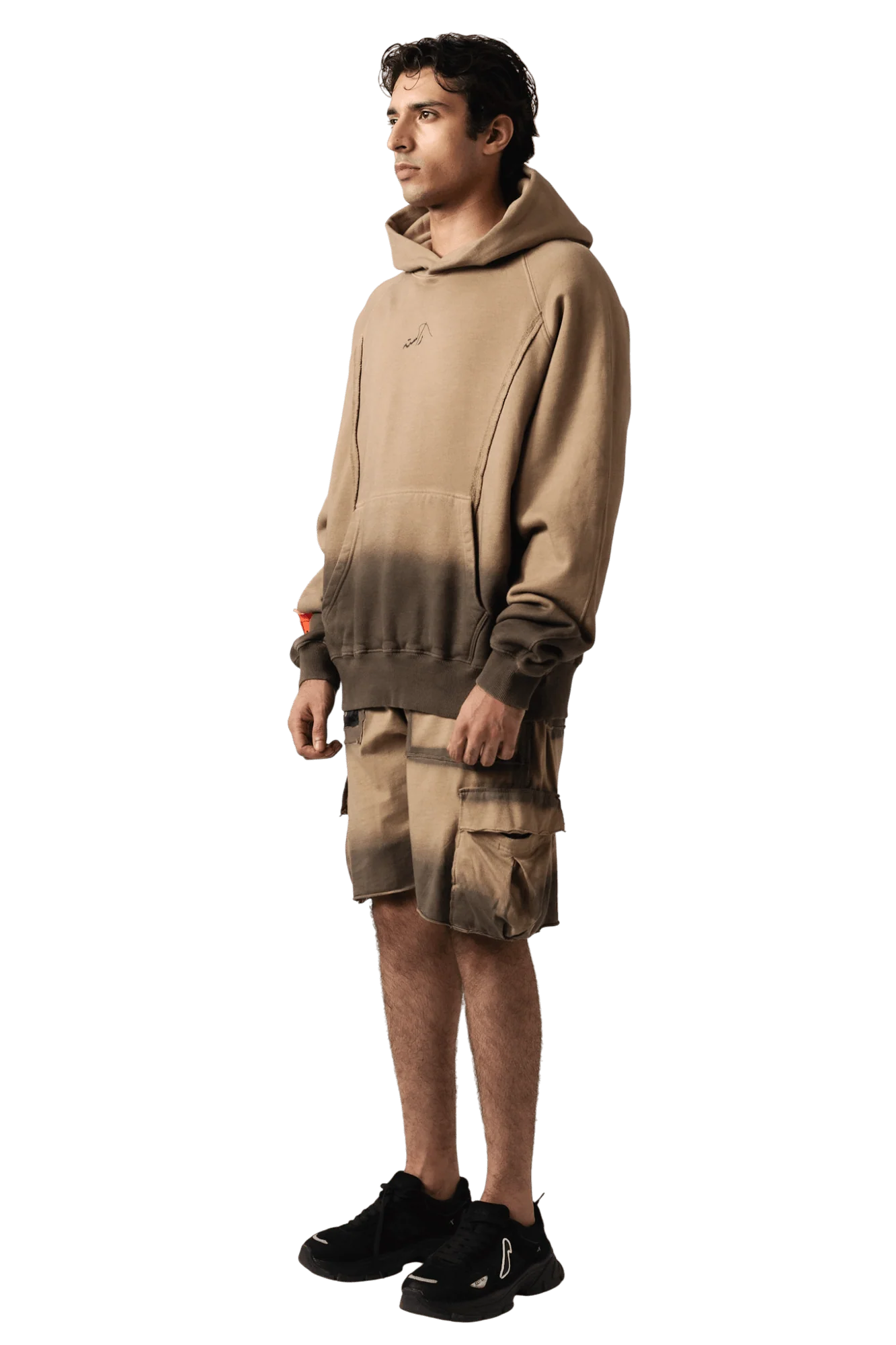 Beige spray fade logo hoodie - Image 7