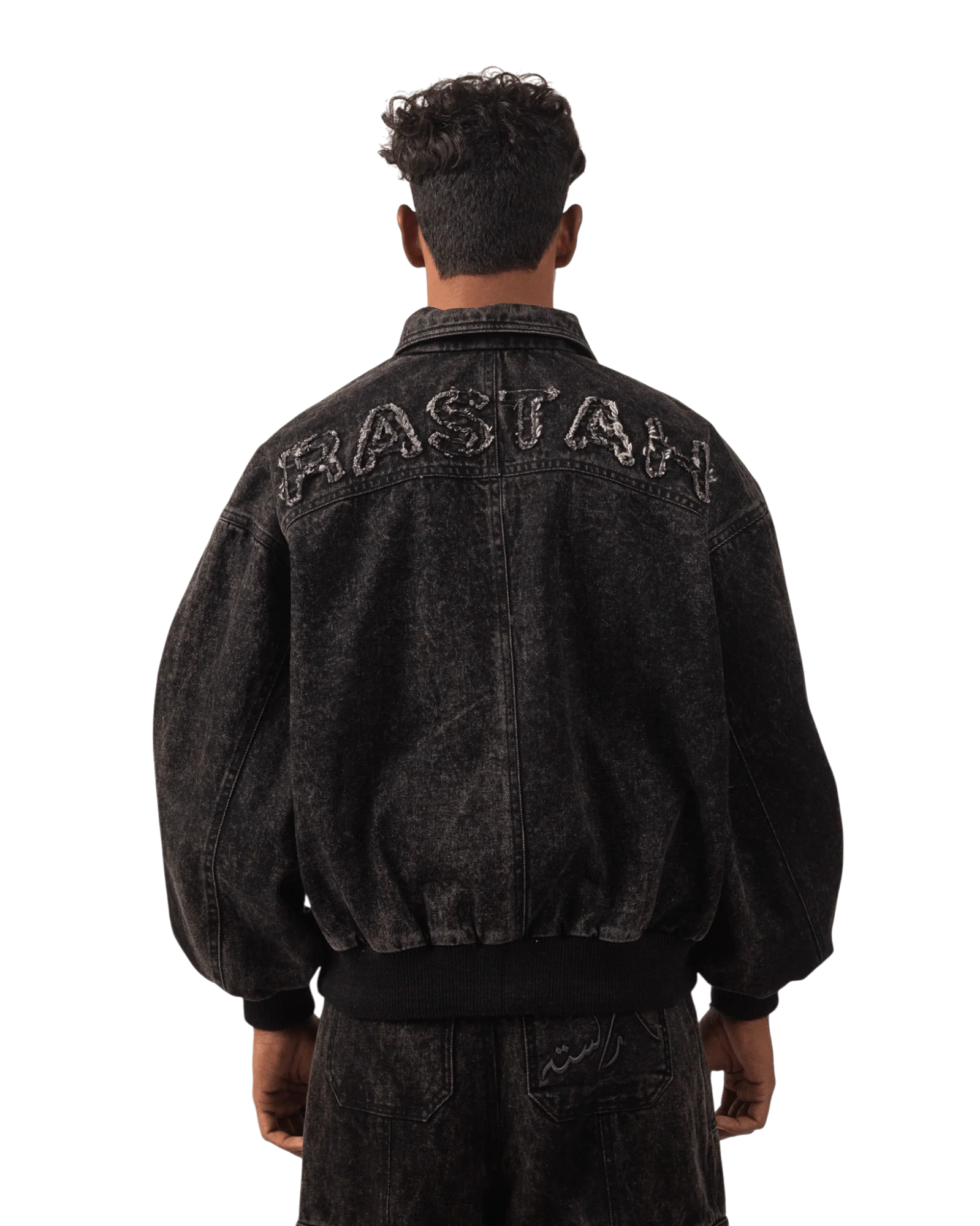 Black acid wash bomber jacket - Image 4