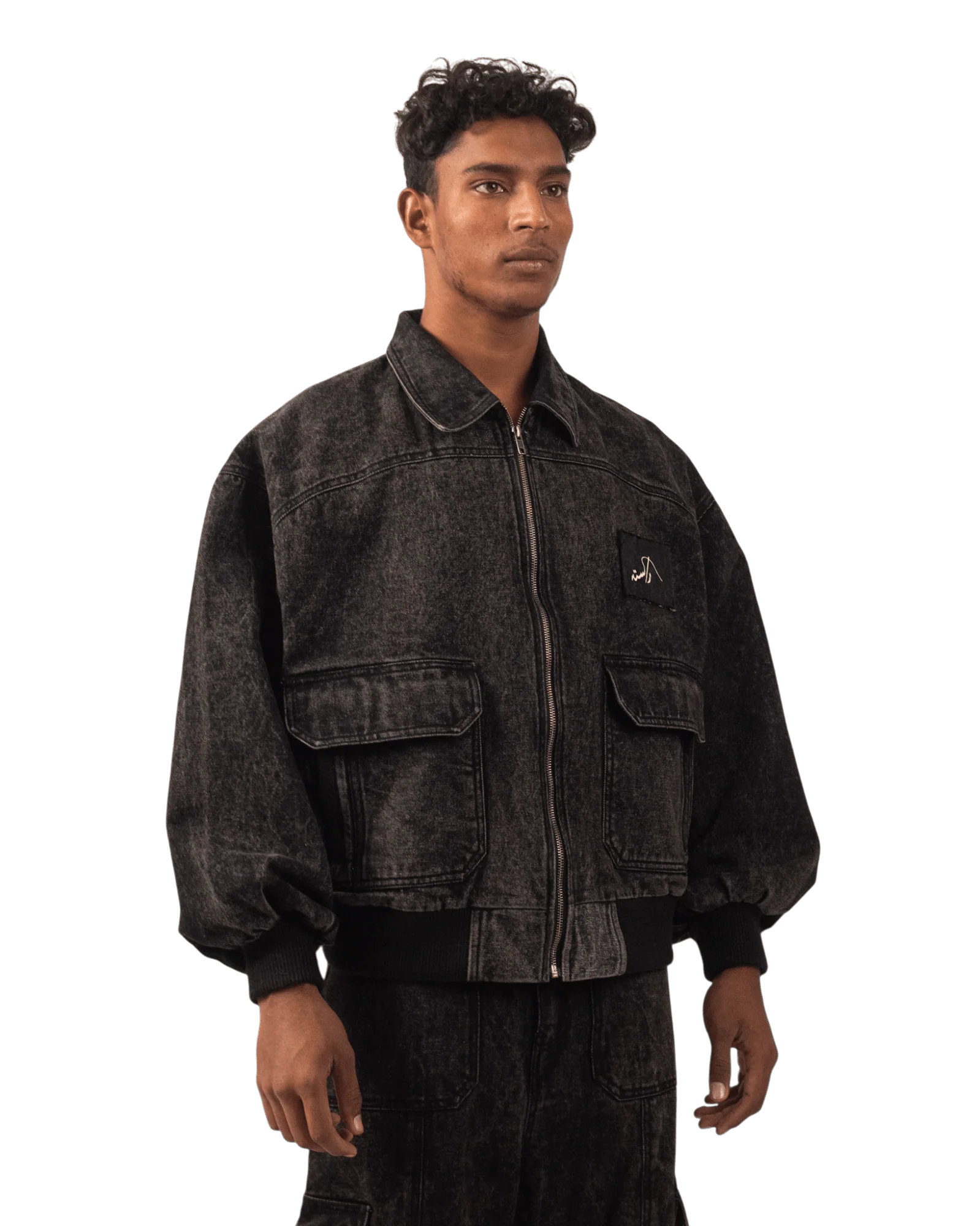 Black acid wash bomber jacket - Image 6