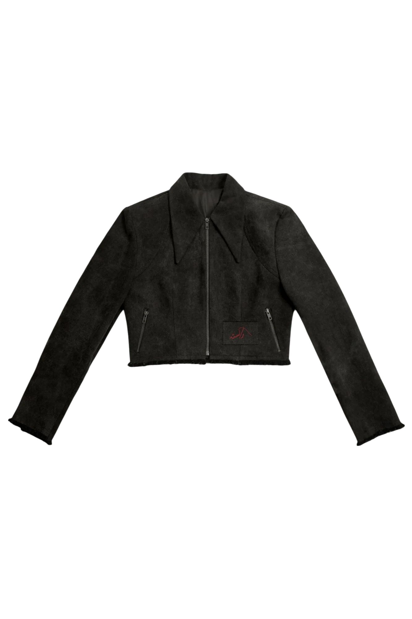 Black acid wash denim crop blazer - Image 8