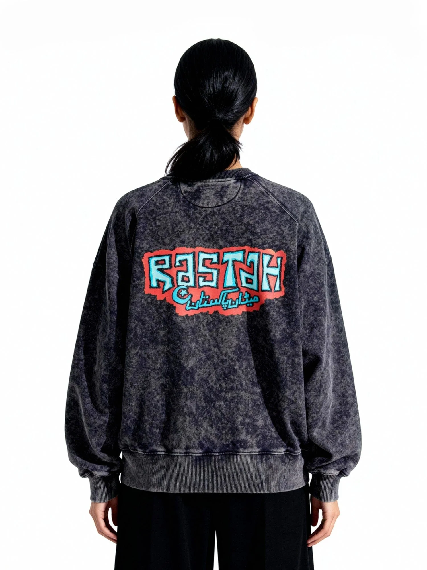 Black acid wash graffiti sweatshirt - Image 10