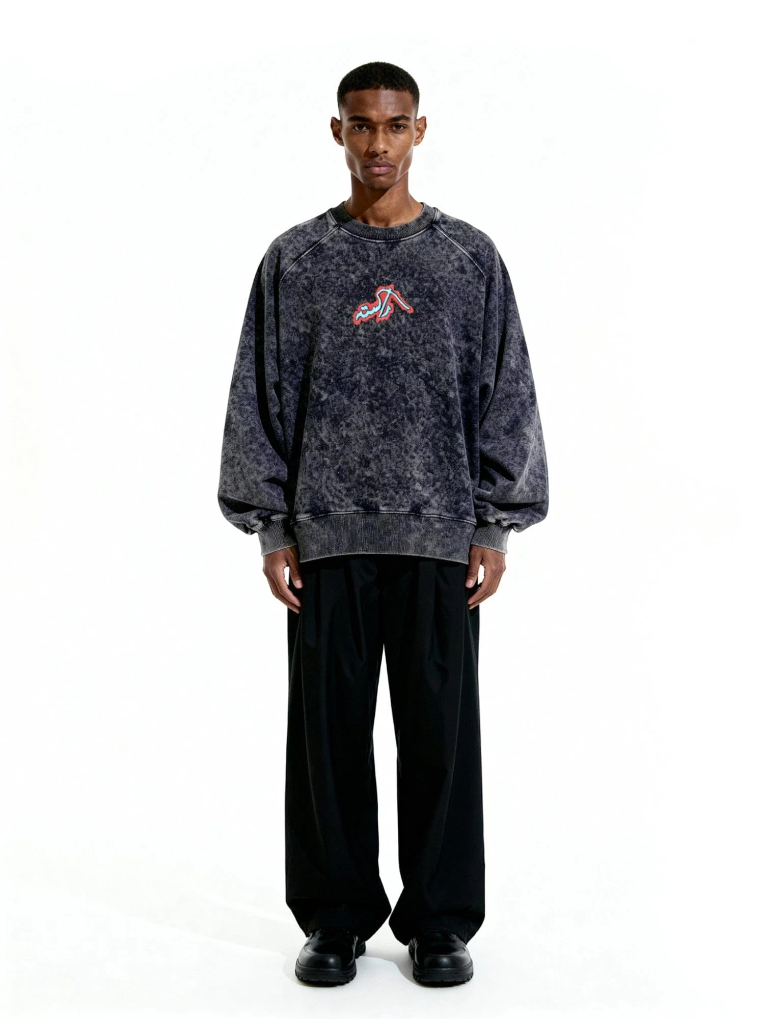 Black acid wash graffiti sweatshirt - Image 4