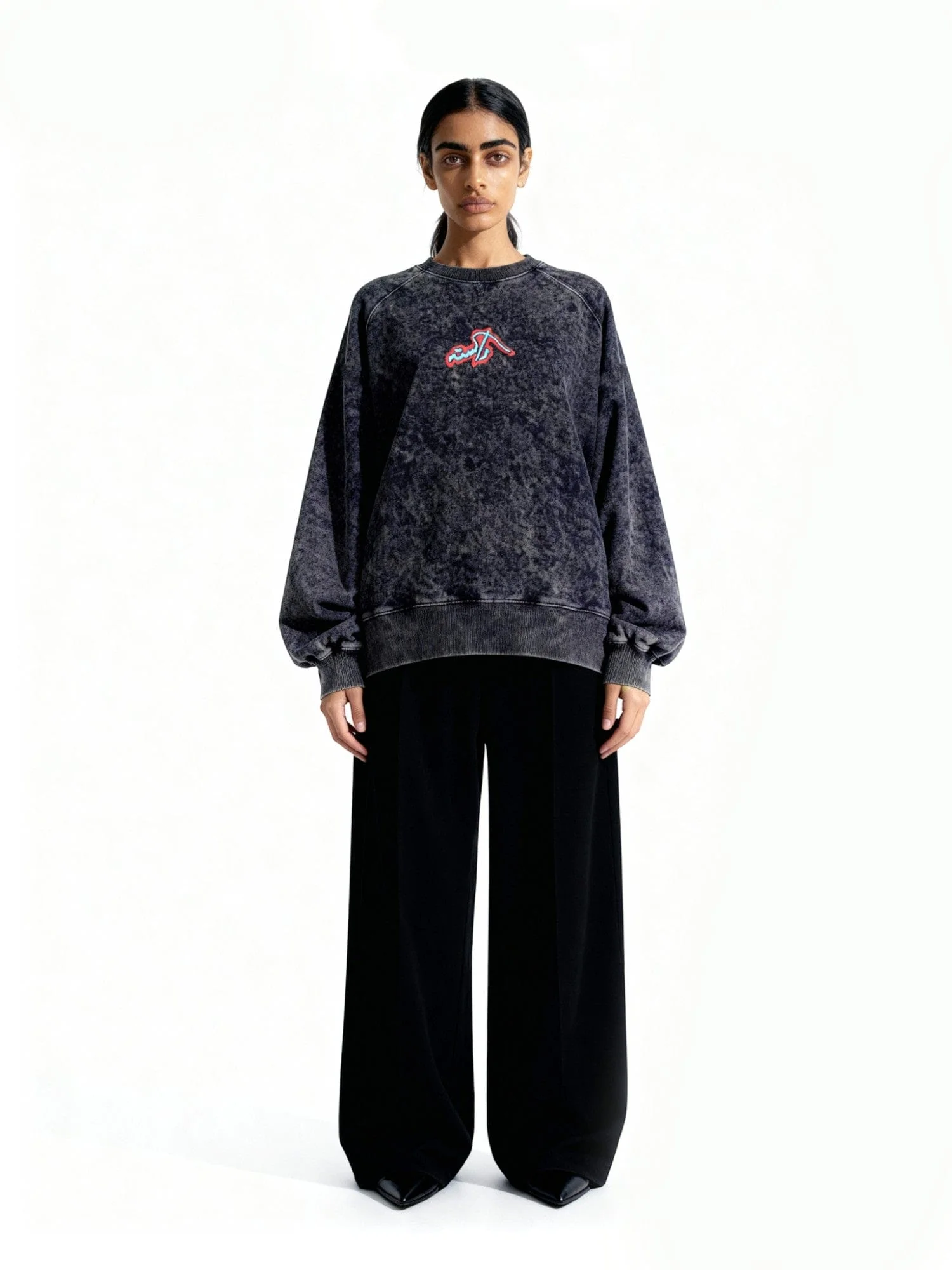 Black acid wash graffiti sweatshirt - Image 9