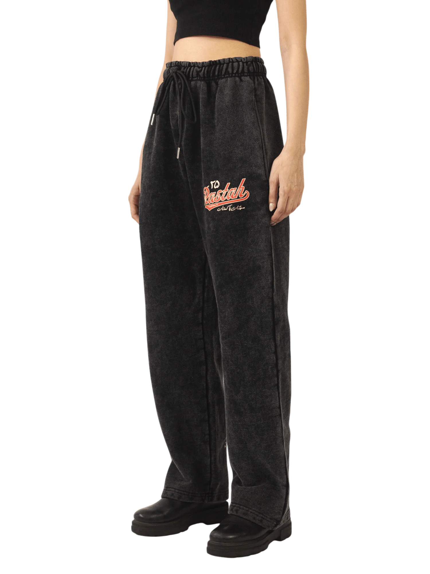 Black acid wash made in PAK sweatpants (V5) - Image 9