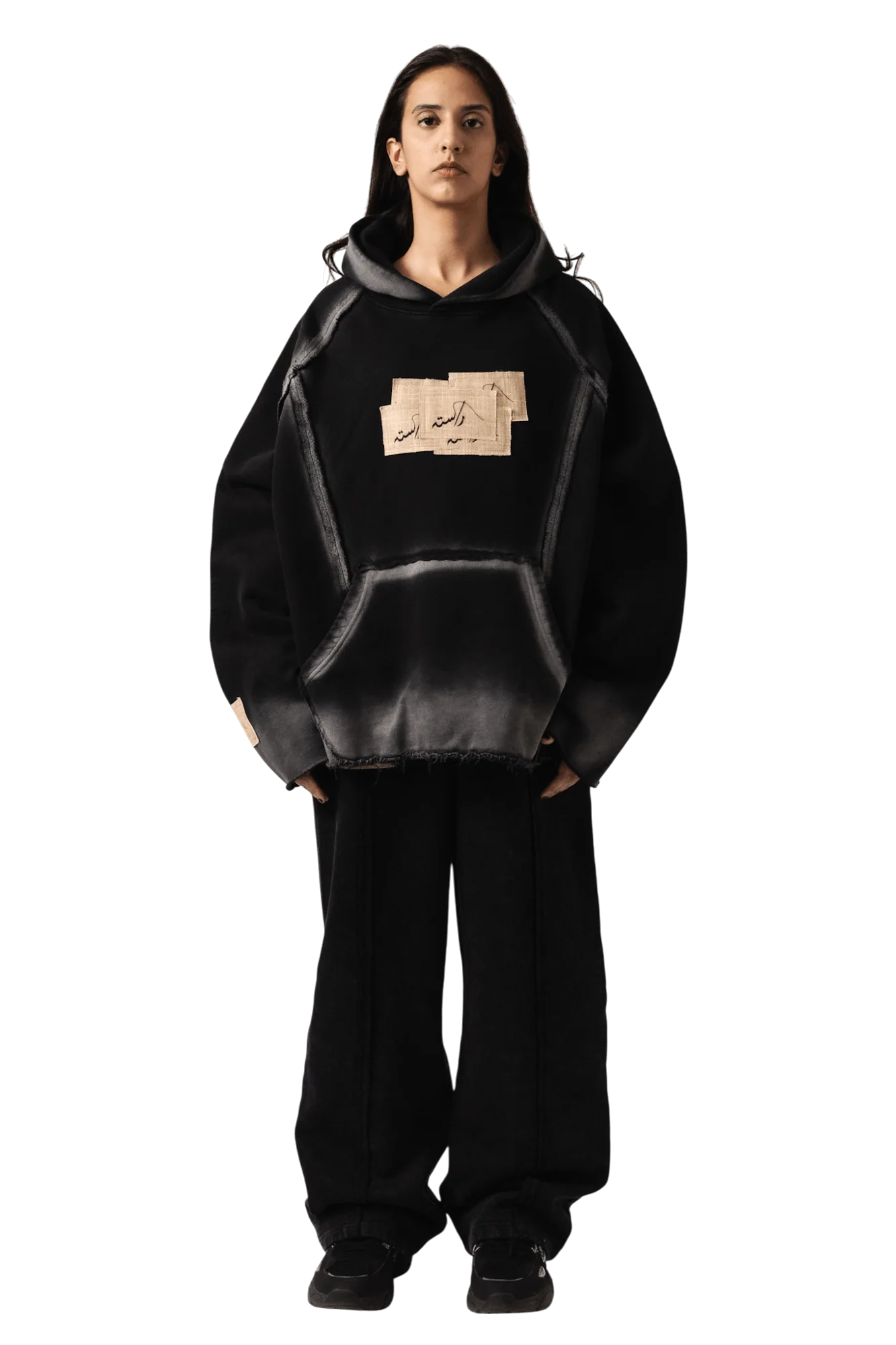 Black acid wash spray fade hoodie - Image 10
