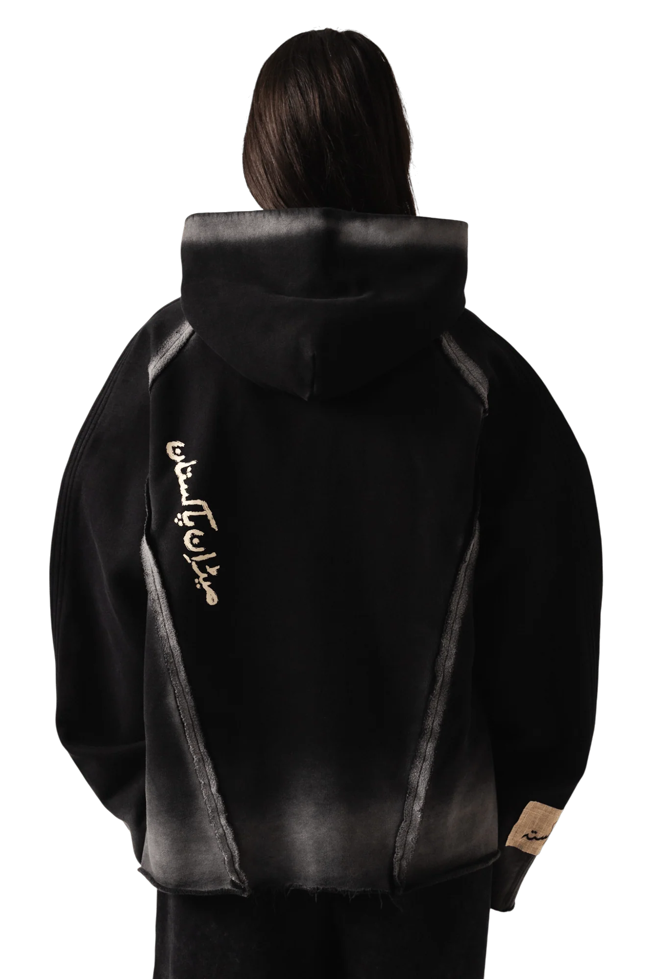 Black acid wash spray fade hoodie - Image 13