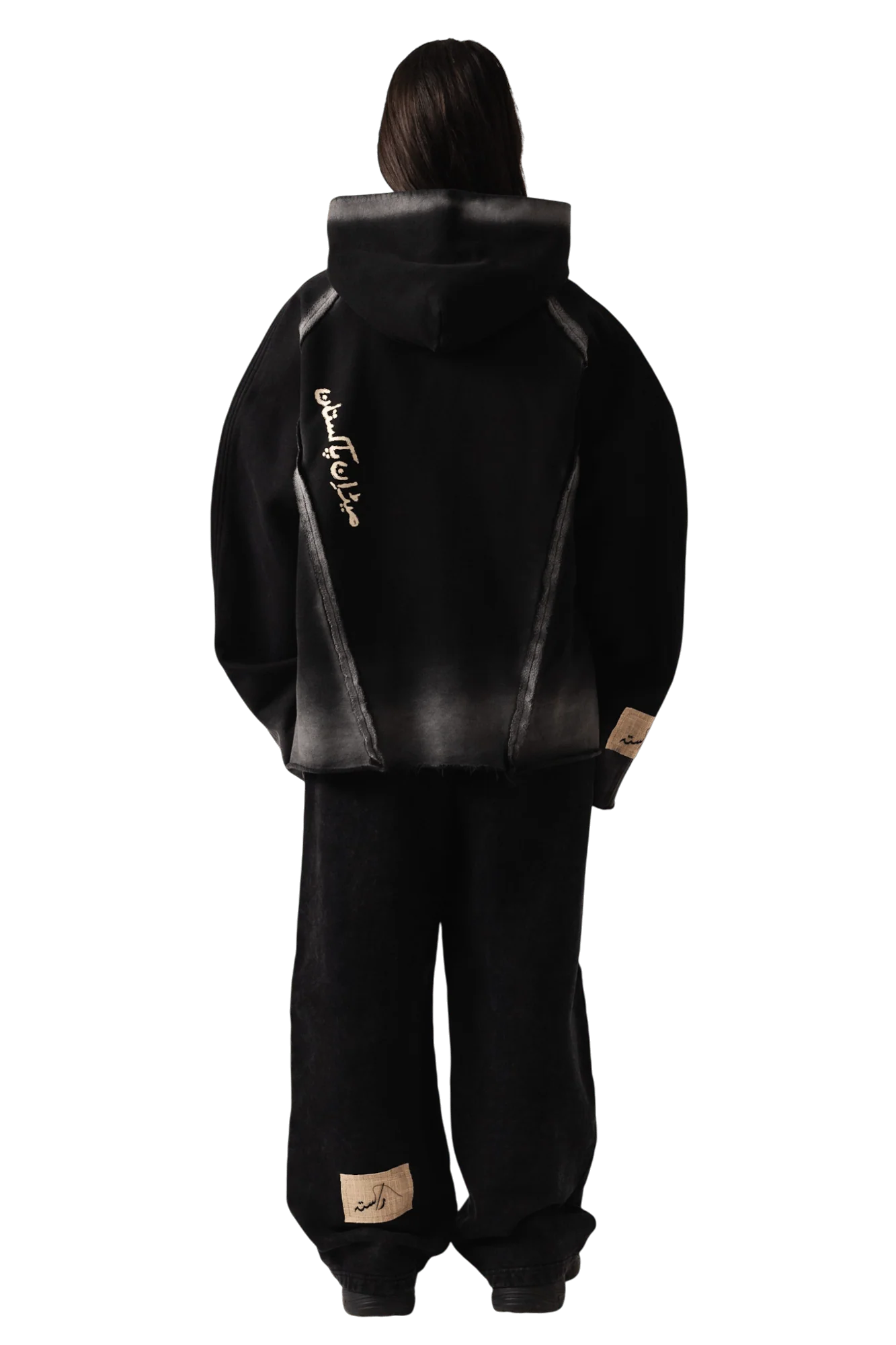Black acid wash spray fade hoodie - Image 14