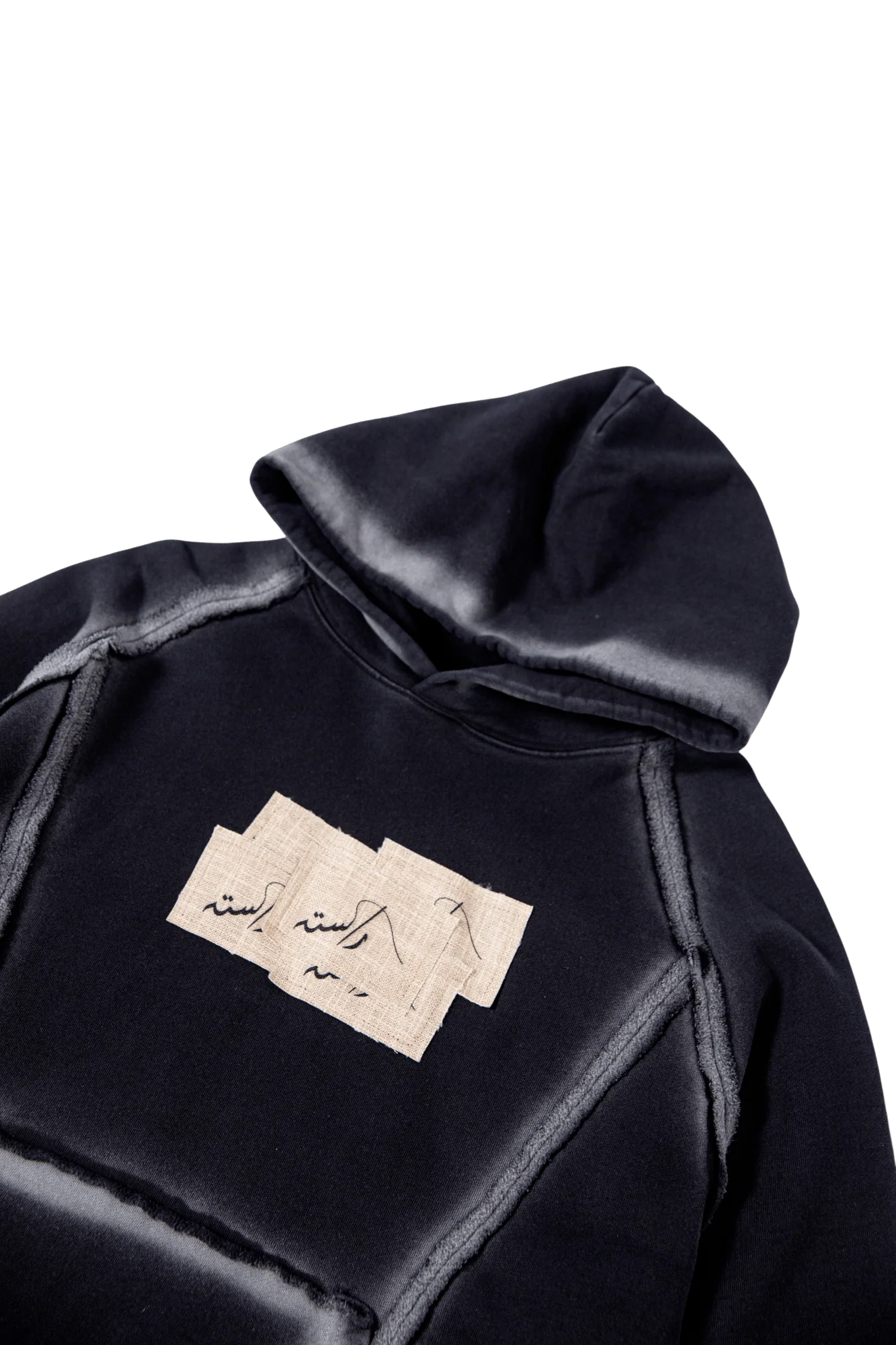 Black acid wash spray fade hoodie - Image 15