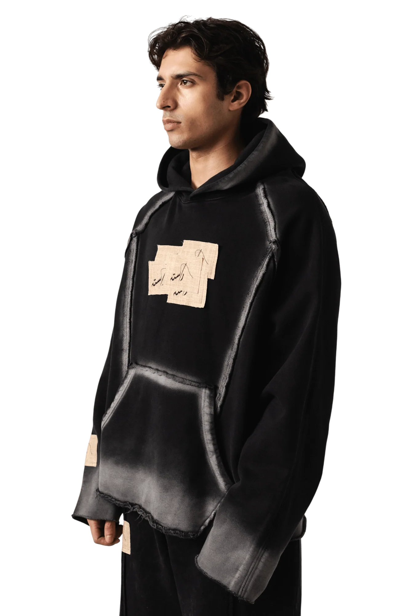 Black acid wash spray fade hoodie - Image 6