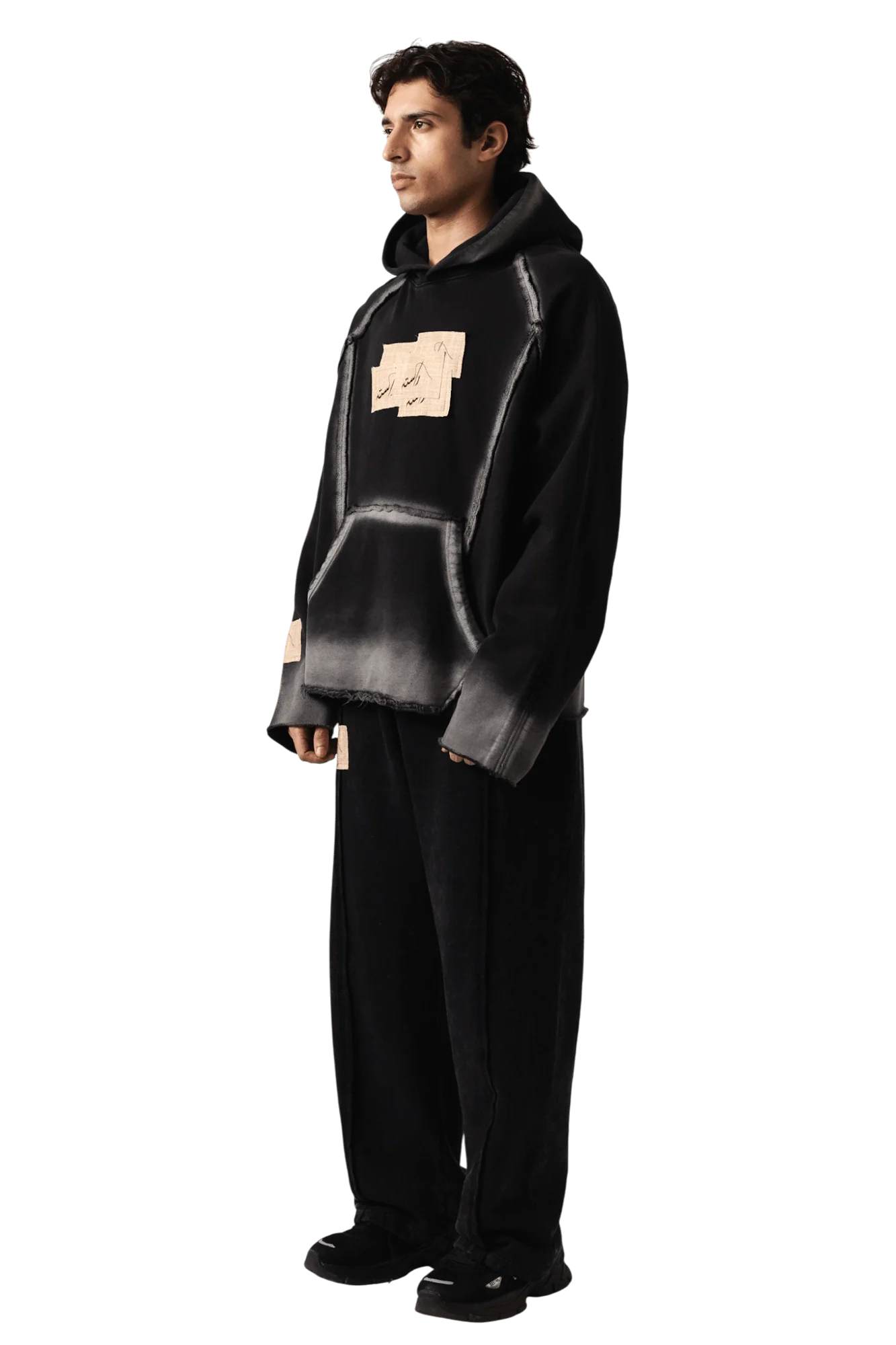 Black acid wash spray fade hoodie - Image 7