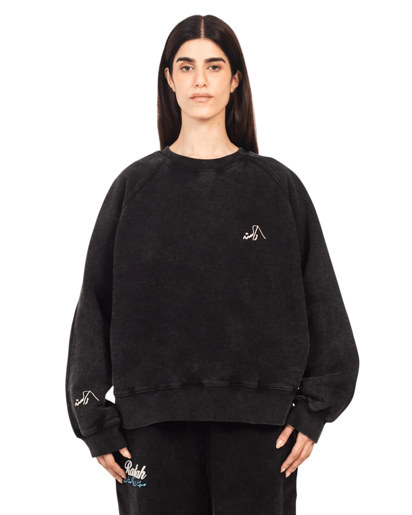 Black acid wash sweatshirt made in PAK (V4) - Image 10