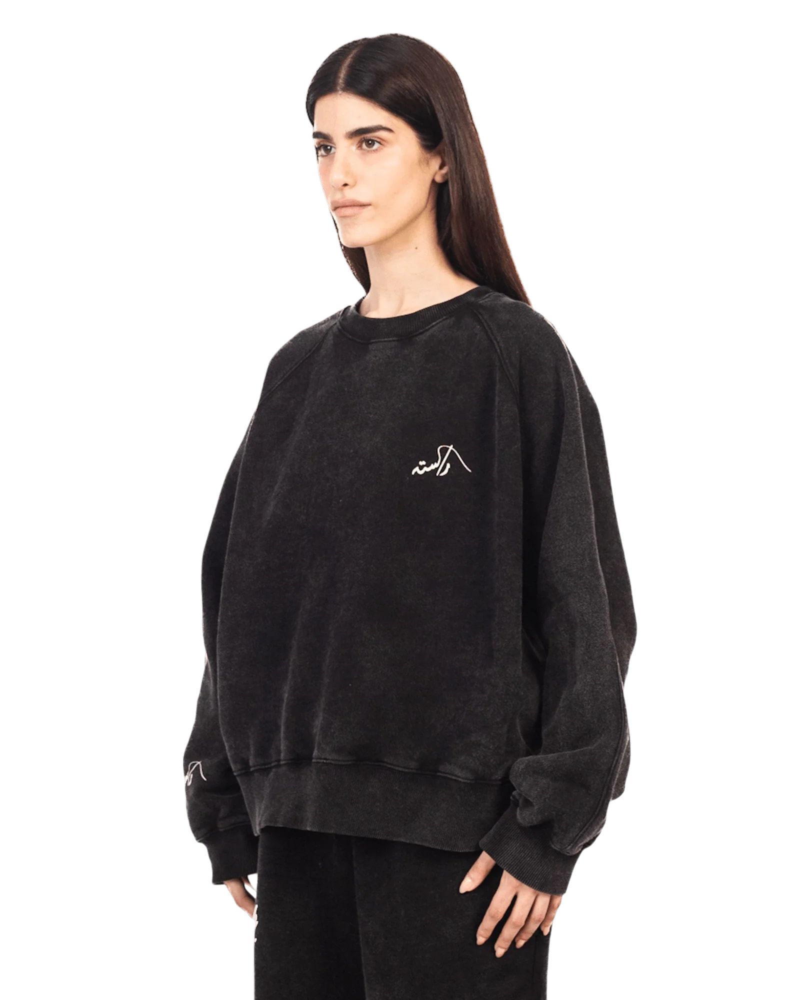 Black acid wash sweatshirt made in PAK (V4) - Image 12