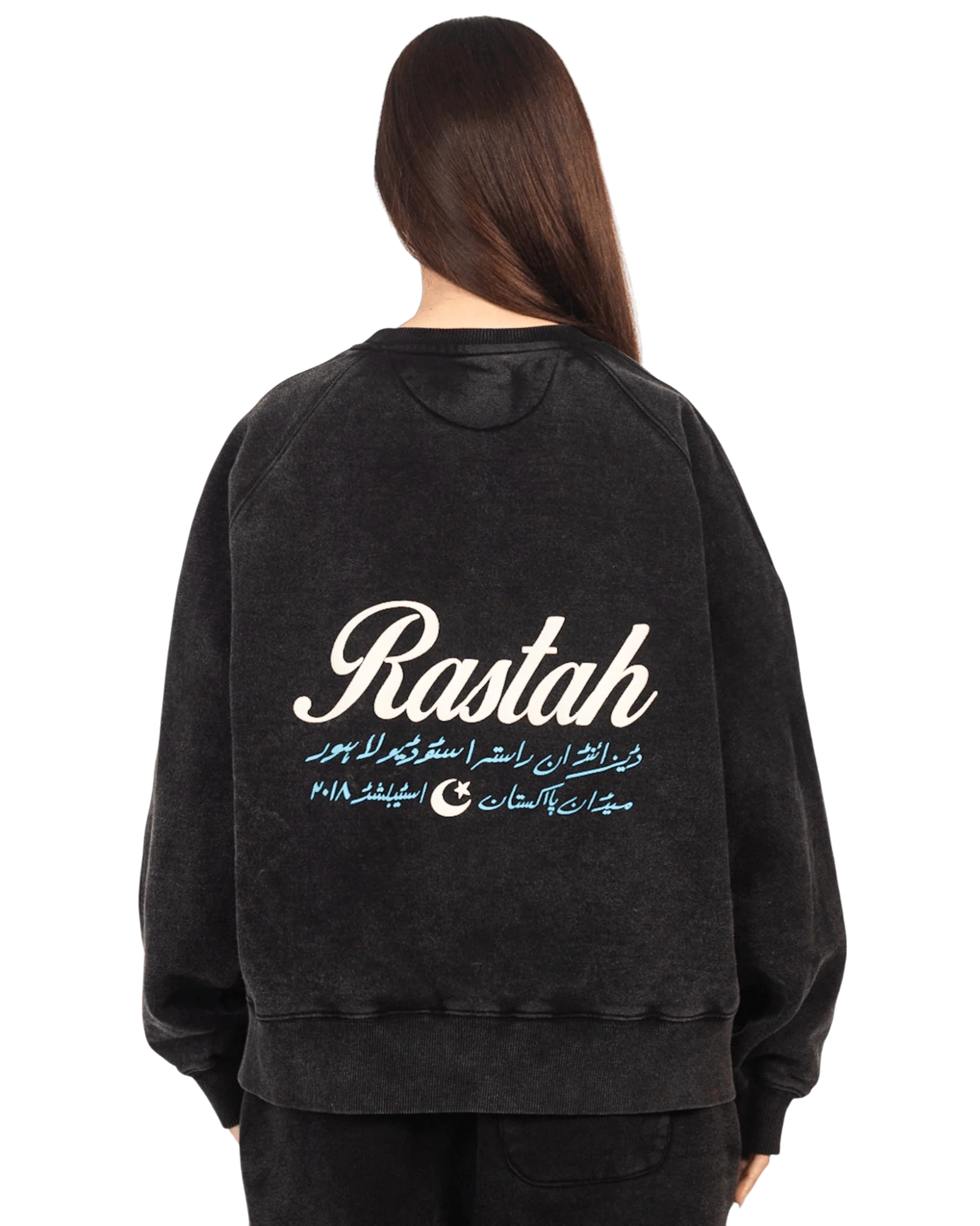 Black acid wash sweatshirt made in PAK (V4) - Image 4