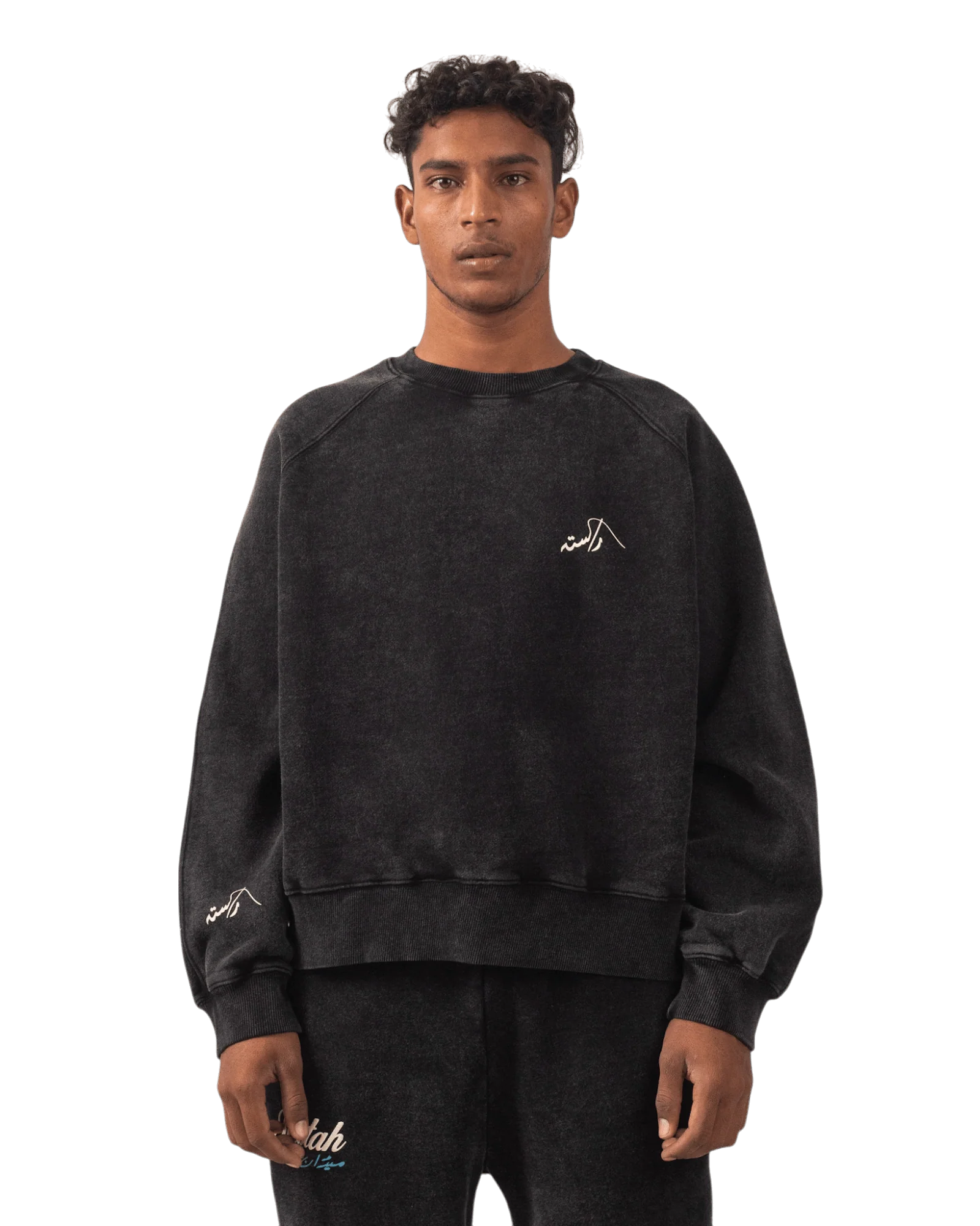 Black acid wash sweatshirt made in PAK (V4) - Image 5