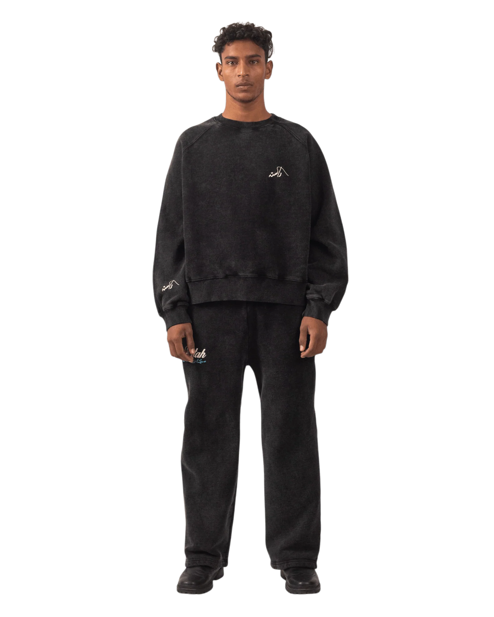 Black acid wash sweatshirt made in PAK (V4) - Image 6